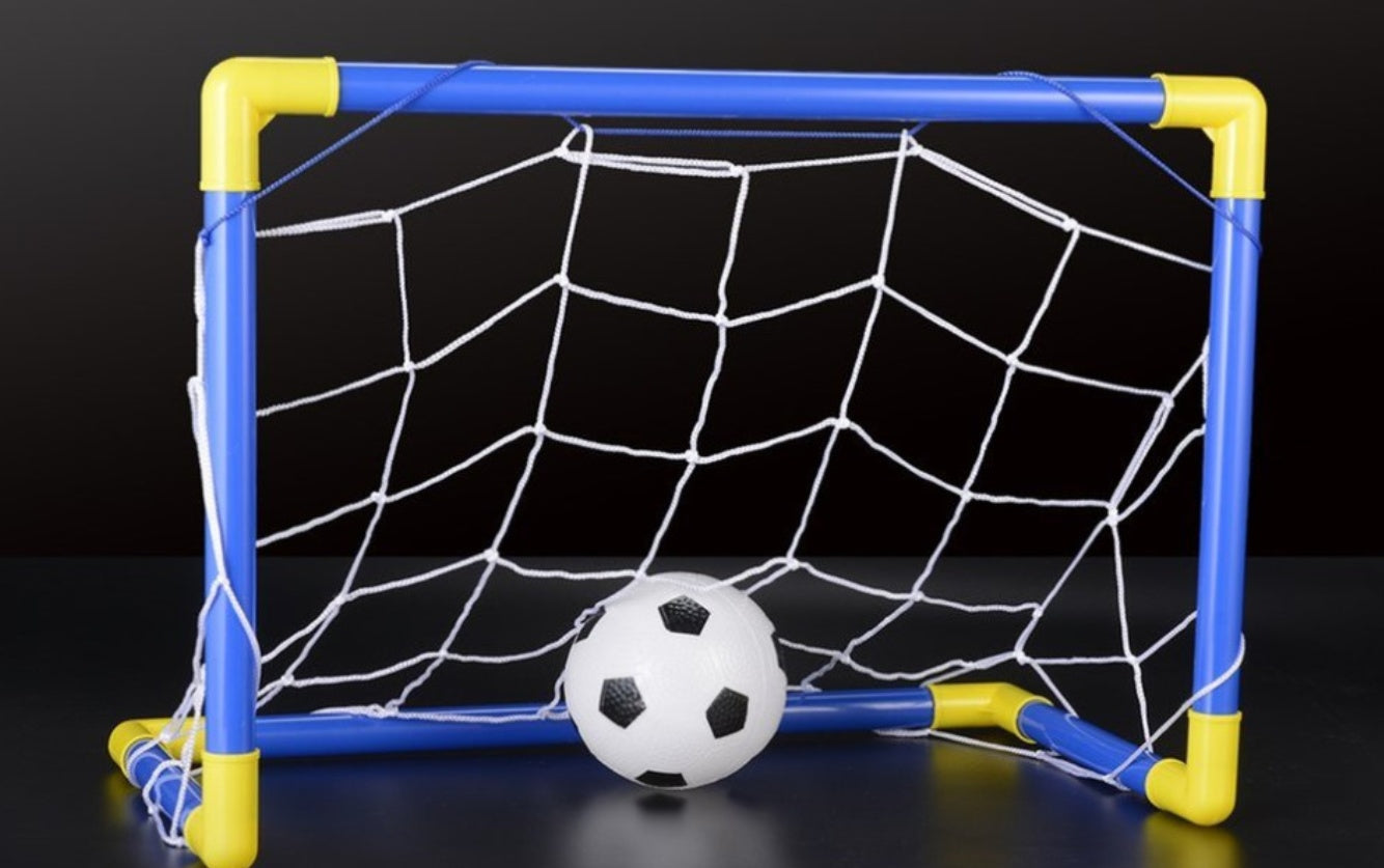 Mini Football Soccer Ball with Folding Goal Post Net Set
