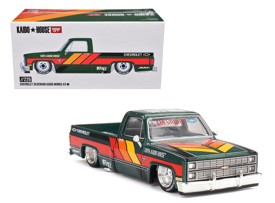MINI GT Kaido Works V3 Pickup 1/64 Diecast – Dark Green Metallic KHMG226