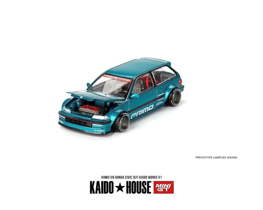 Mini GT Models True Scale Honda Civic EF Kaido Works V1 Tahitian Green 1/64 Diecast KHMG126