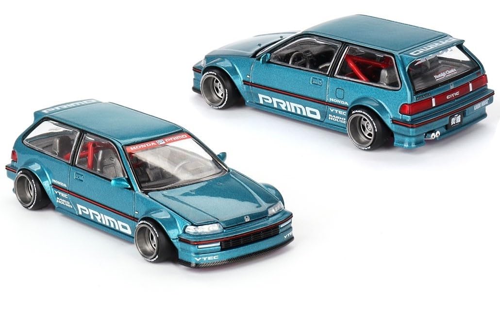 Mini GT Models True Scale Honda Civic EF Kaido Works V1 Tahitian Green 1/64 Diecast KHMG126