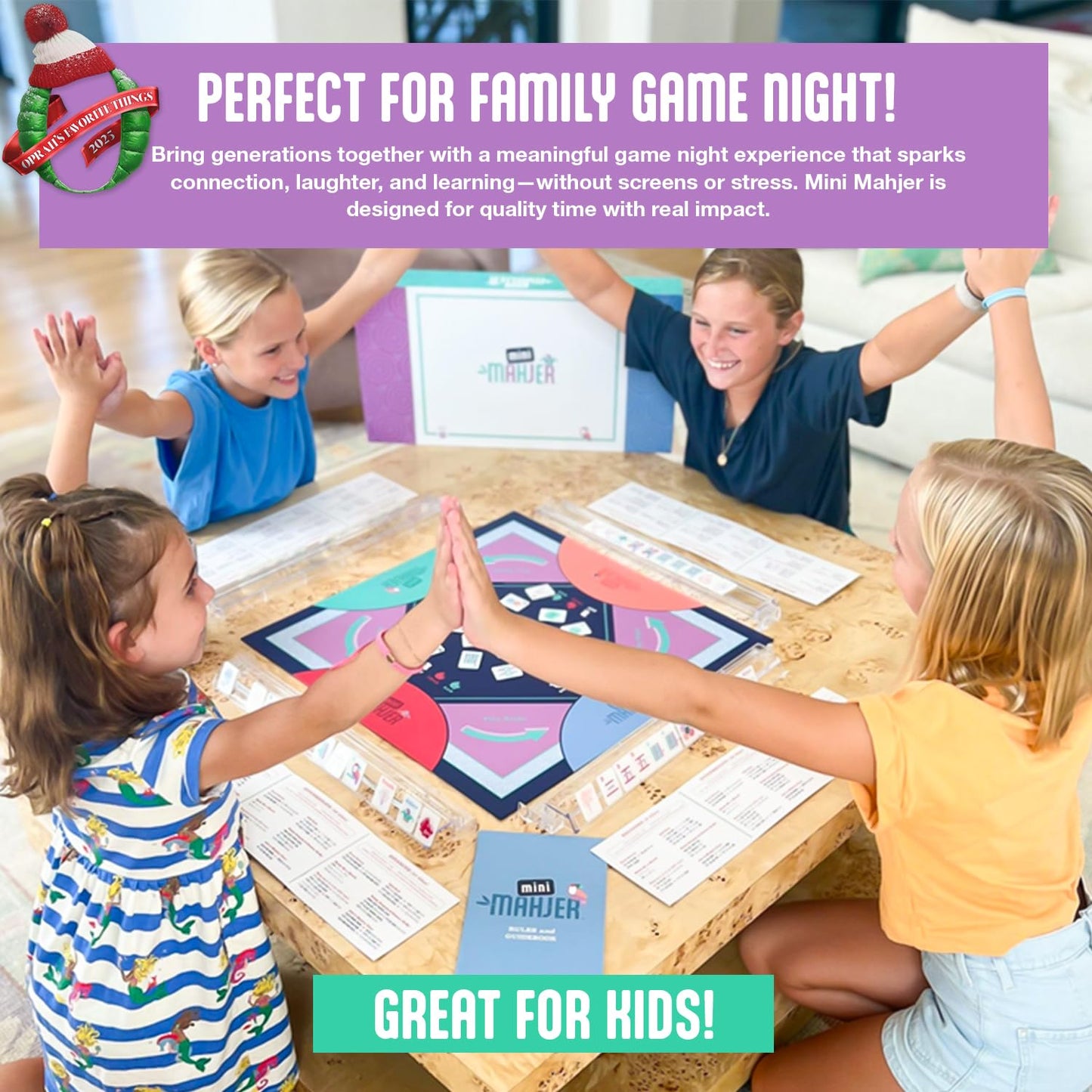Mini Mahjer Mahjong for Kids & Families | Starter Set with Tiles, Racks & Guide | Ages 6+