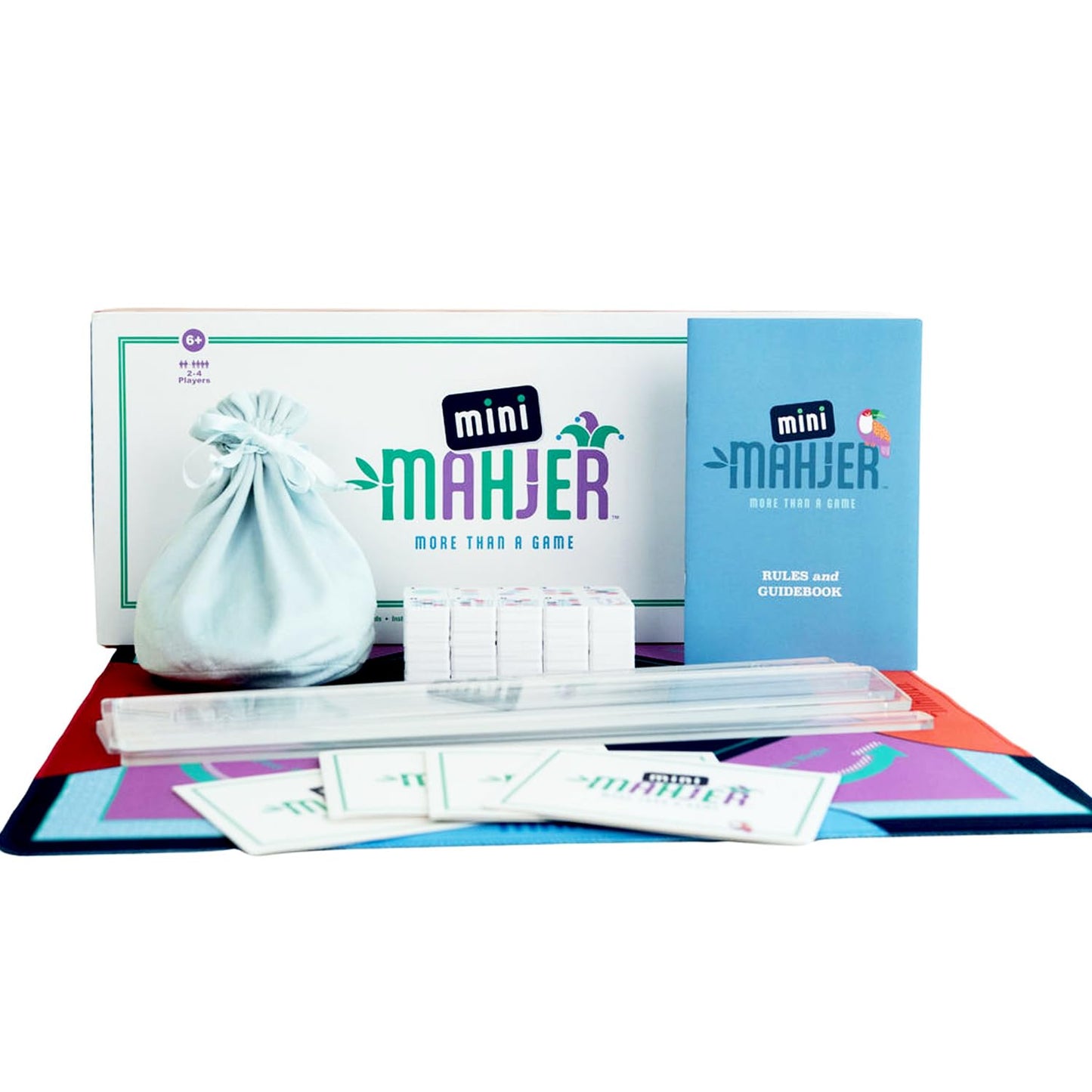 Mini Mahjer Mahjong for Kids & Families | Starter Set with Tiles, Racks & Guide | Ages 6+
