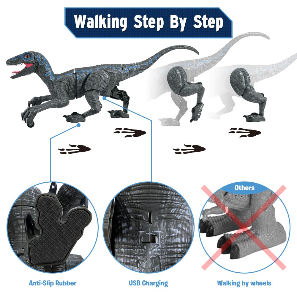Mini Tudou 17.7-Inch RC Velociraptor Dinosaur Toy – Lights & Sounds