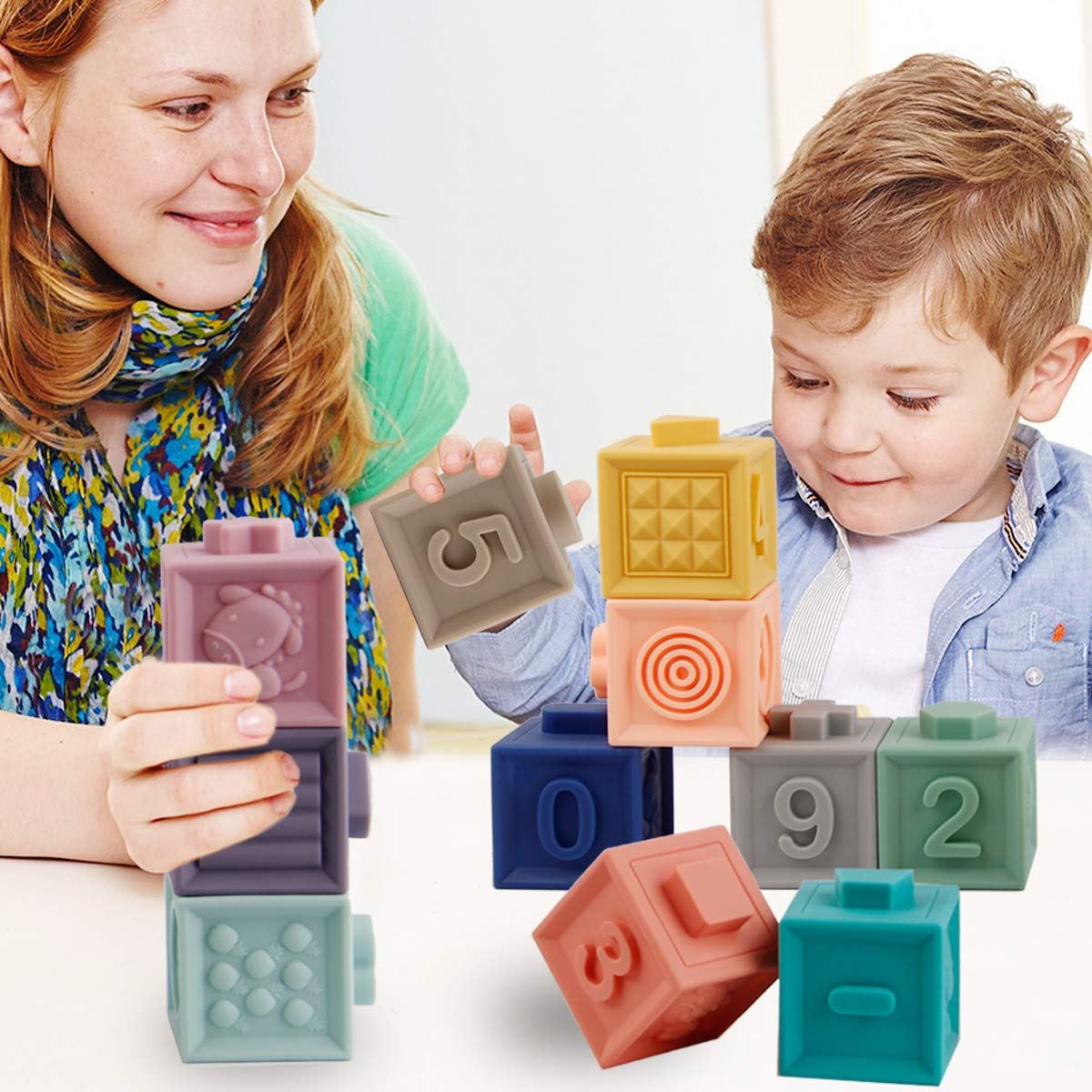 Mini Tudou Baby Blocks – Soft Silicone Building Blocks for 6 Months+ (12-Piece)