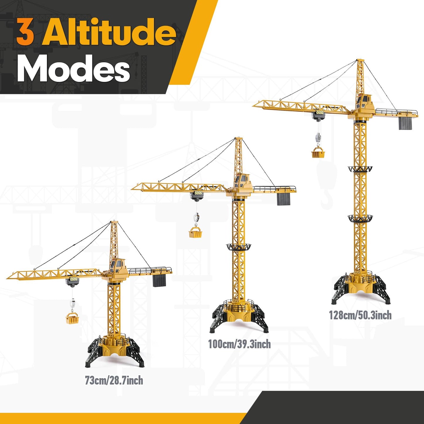 Mini Tudou 6-Channel Infinite Rotation RC Tower Crane Toy – 50.4in, Lights & Sound