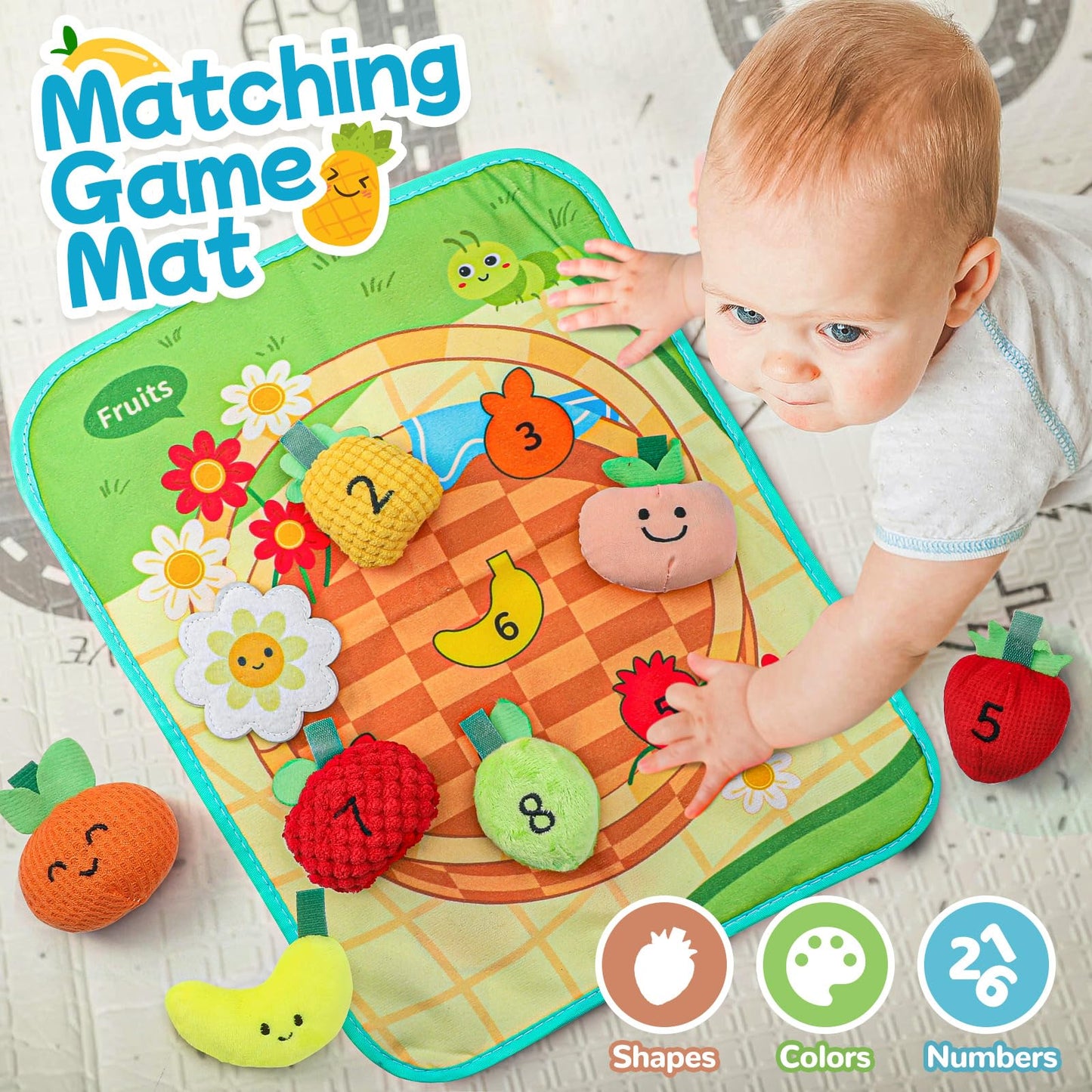 Mini Tudou 15-Piece Farm Fruit & Veggie Baby Toys — Sensory Plush Set