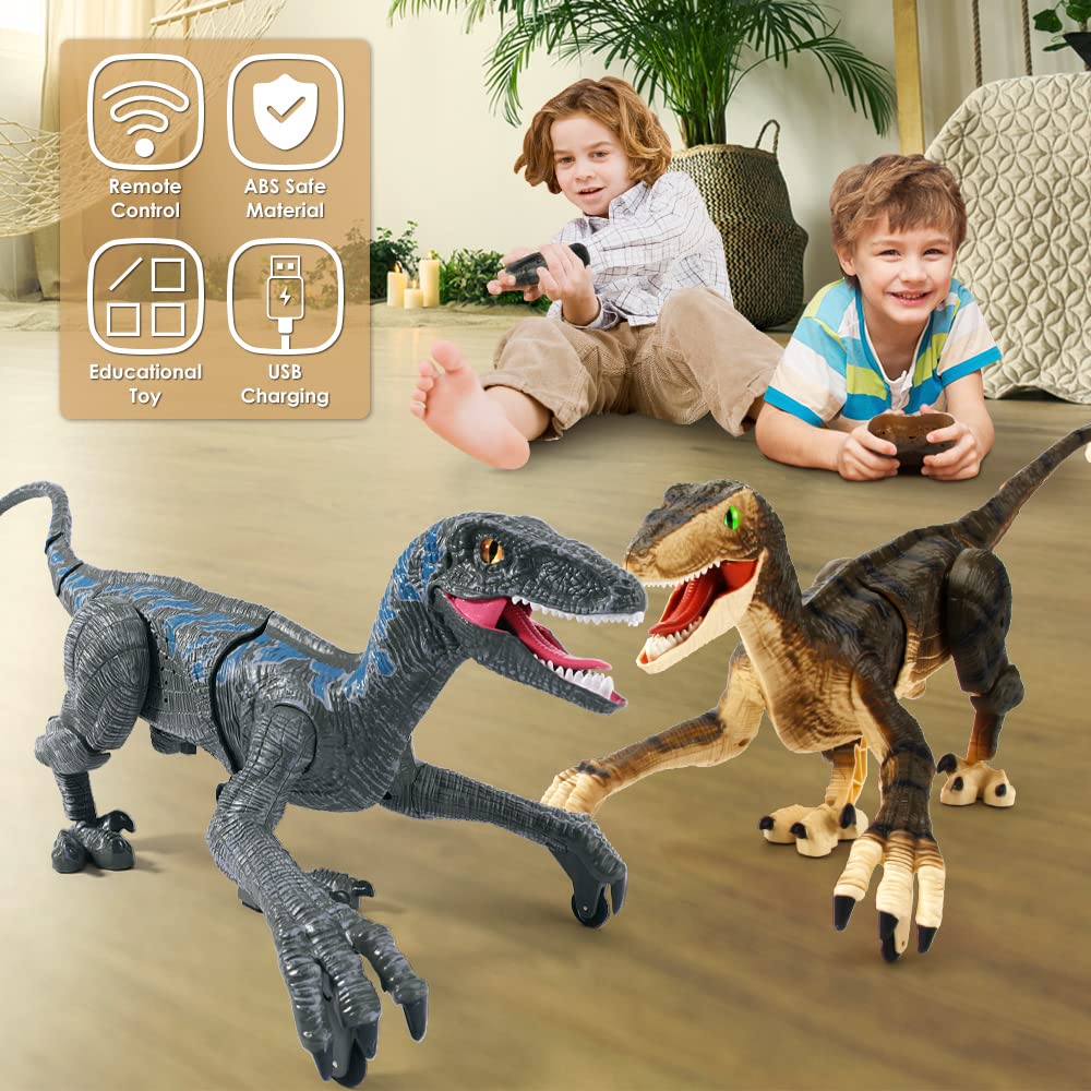Mini Tudou 17.7-Inch RC Velociraptor Dinosaur Toy – Lights & Sounds