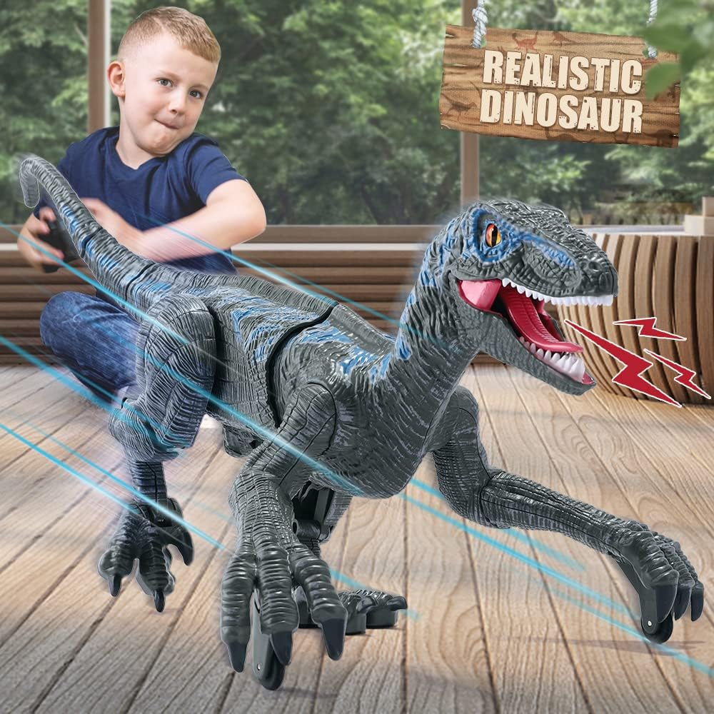 Mini Tudou 17.7-Inch RC Velociraptor Dinosaur Toy – Lights & Sounds