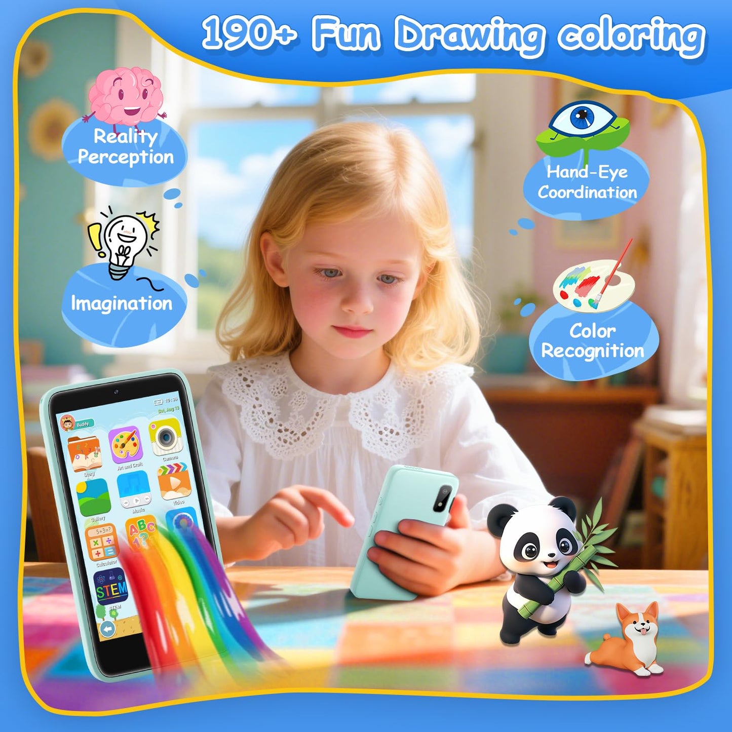 MINIBEAR Kids Smartphone Toy – 3.97 in Dual Camera, 201+ Games, No Wifi, 32GB SD Card, Dinosaur