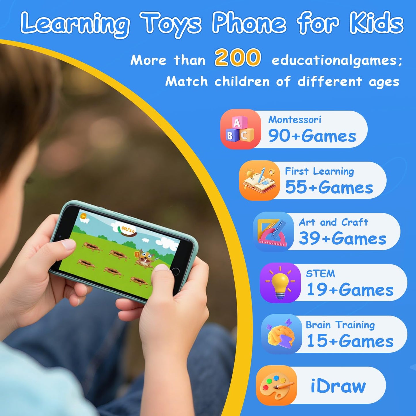 MINIBEAR Kids Smartphone Toy – 3.97 in Dual Camera, 201+ Games, No Wifi, 32GB SD Card, Dinosaur