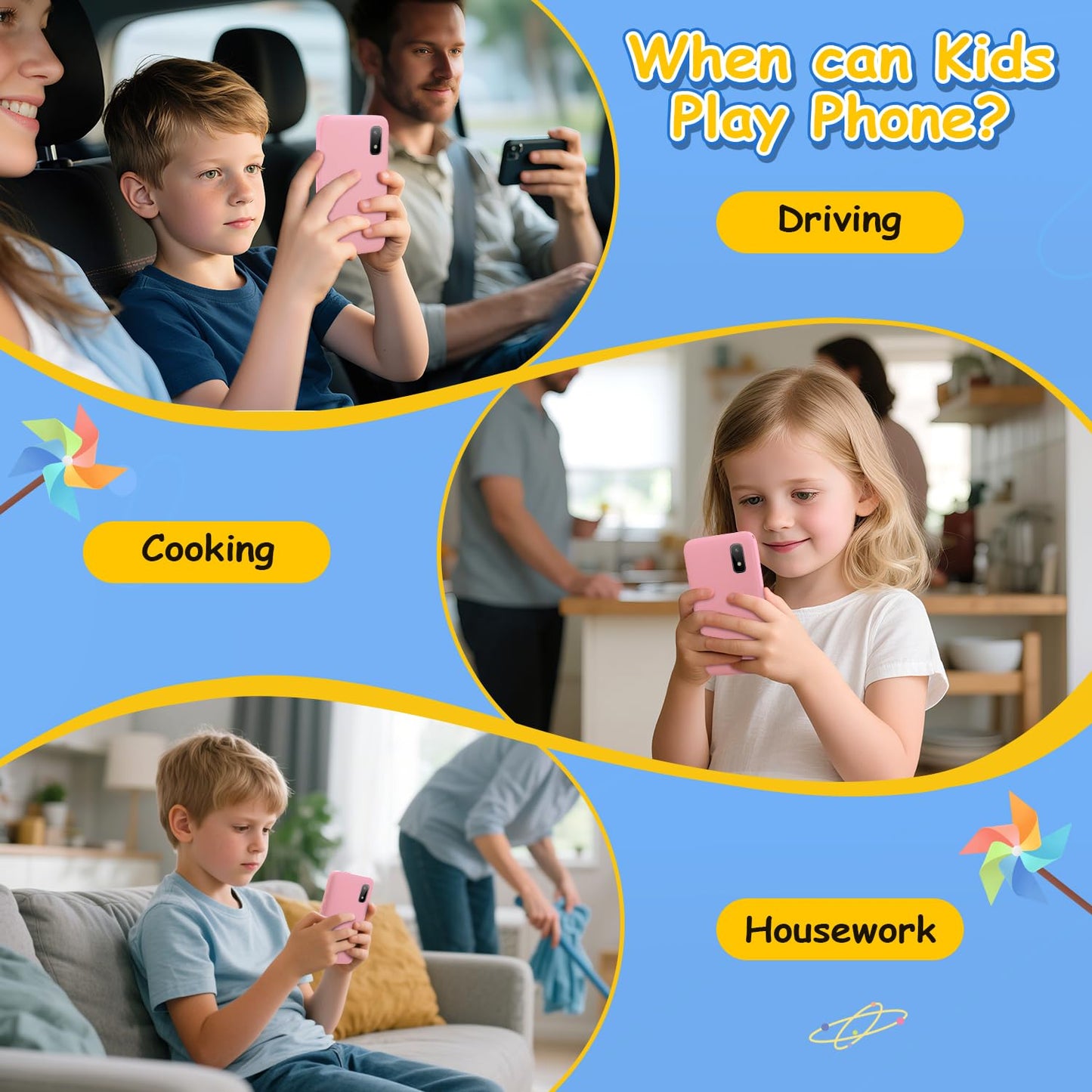MINIBEAR Kids Smart Phone Toy – 200+ Educational Games, Dual Camera, Pink