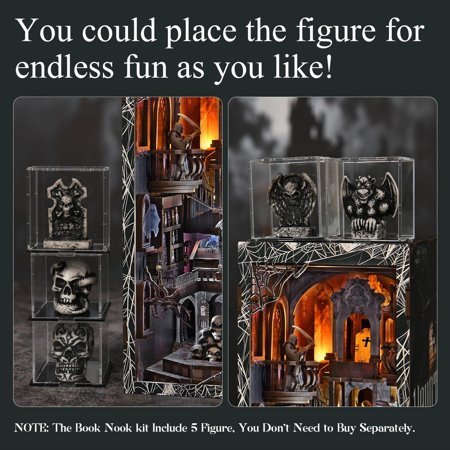 MiniCity Book Nook Kit with LED Light — DIY Haunted Dollhouse Insert