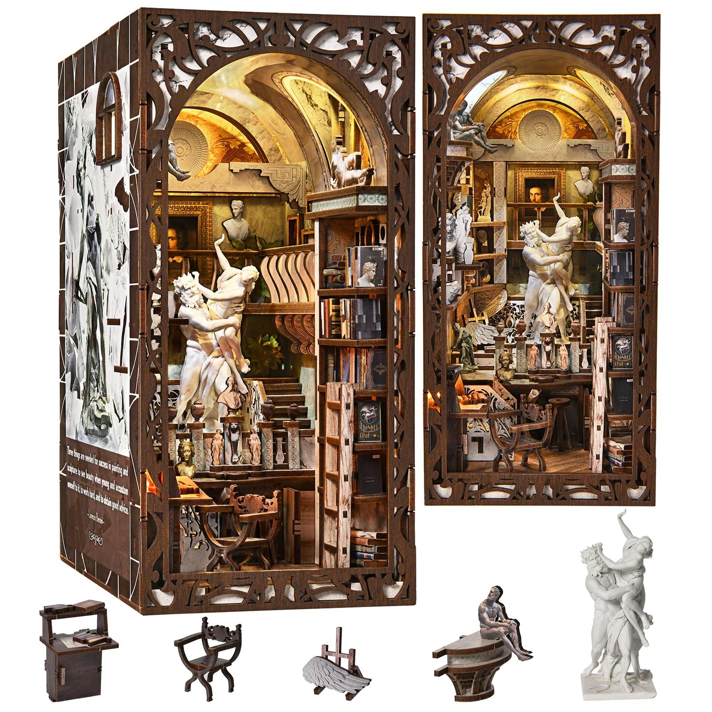MiniCity DIY Book Nook Kit – Bernini's Workshop with Premium Wood and LEDs