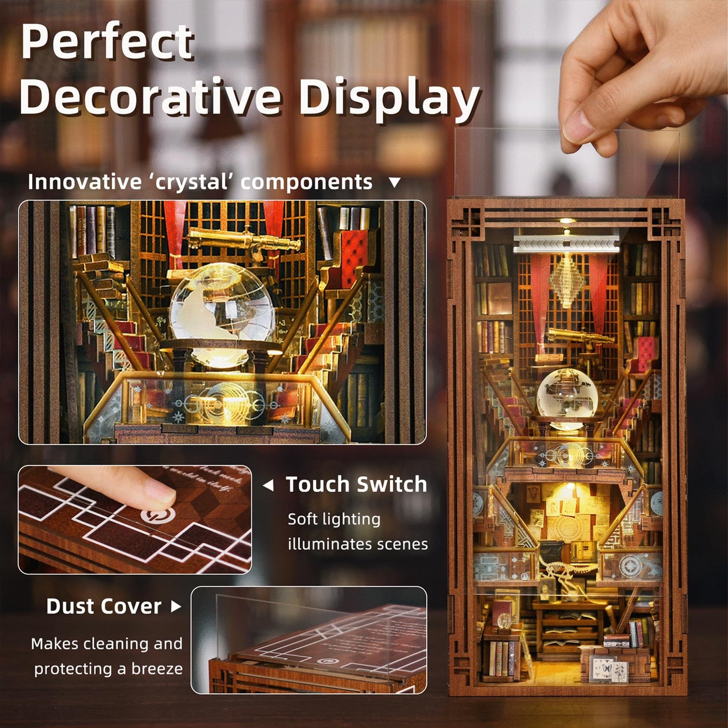 MiniCity Book Nook Kit – DIY 3D Wooden Bookend with LED Light
