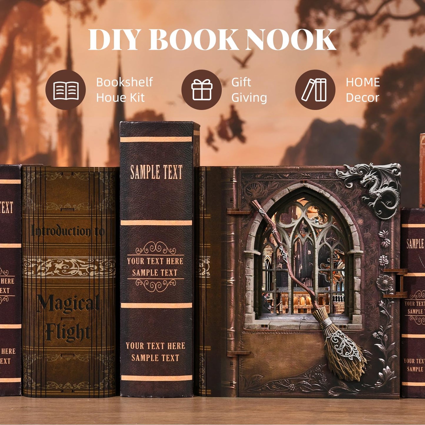 MiniCity Book Nook Kit – DIY Miniature Library for Adults, Teens & Beginners | Introduction to Magical Flight