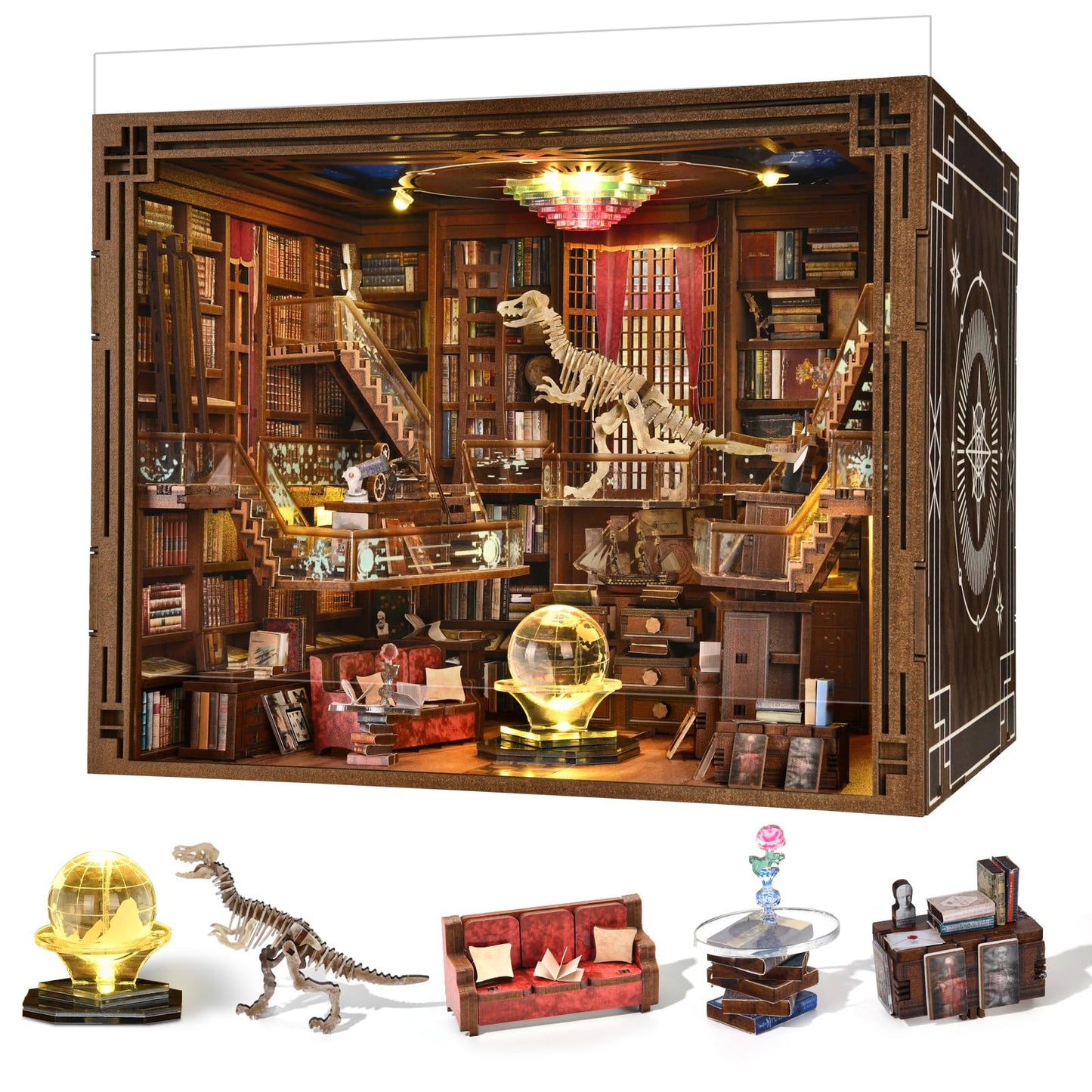 MiniCity Book Nook Kit — DIY 3D Wooden Bookend with LED Light for Teens & Adults