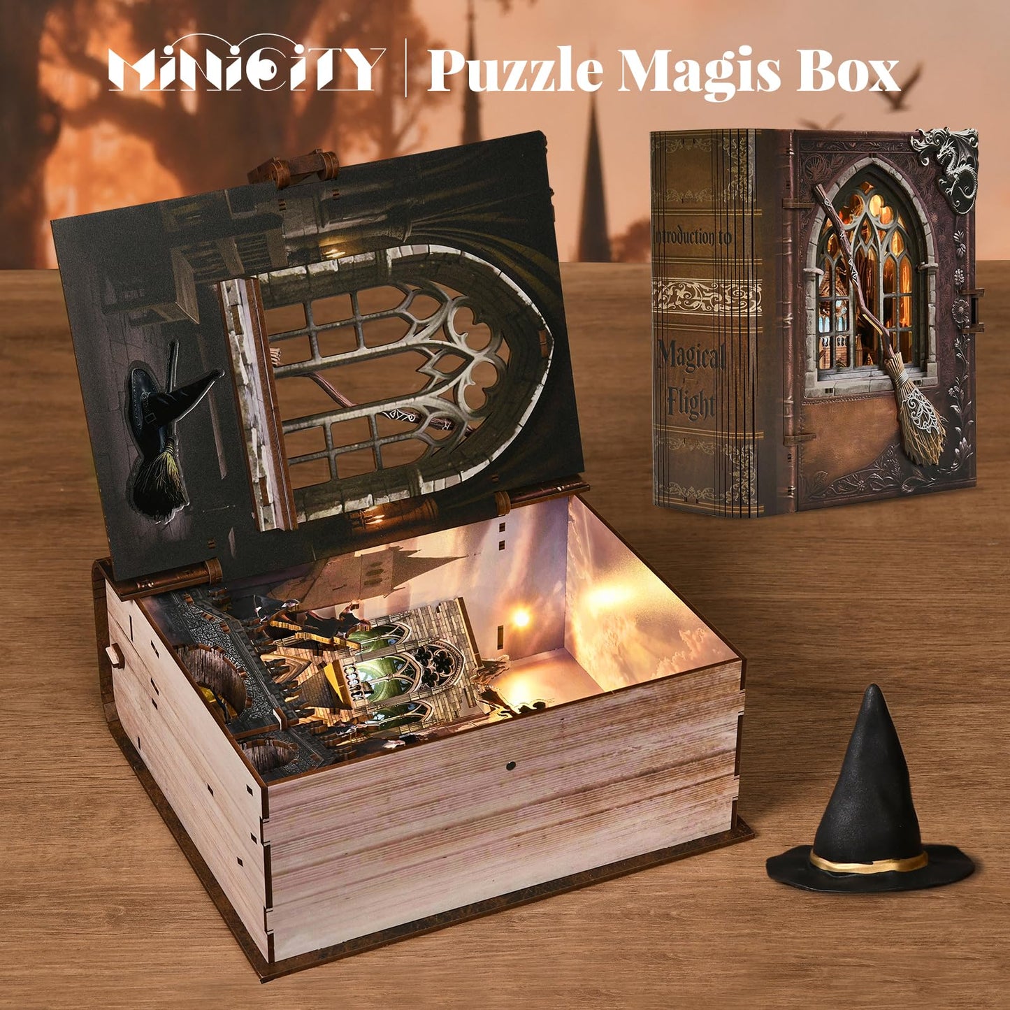 MiniCity Book Nook Kit – DIY Miniature Library for Adults, Teens & Beginners | Introduction to Magical Flight