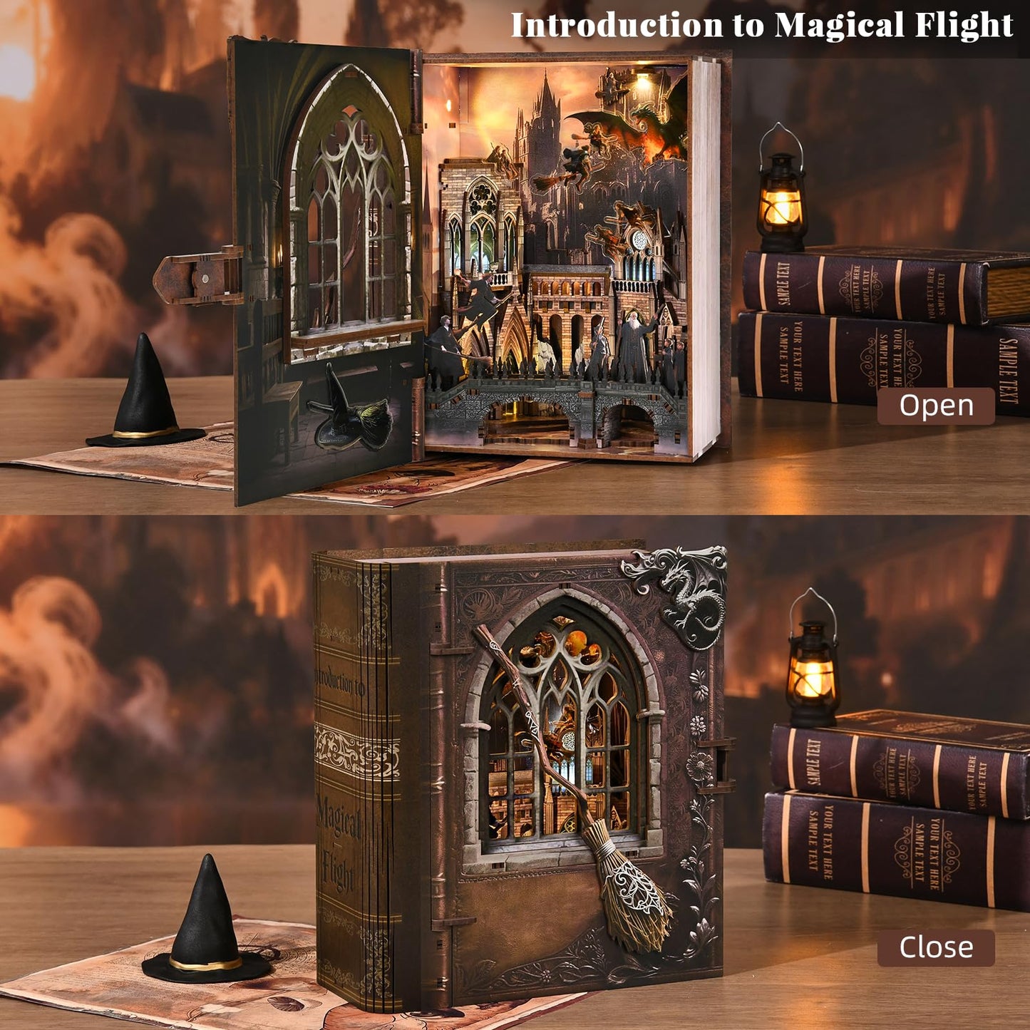 MiniCity Book Nook Kit – DIY Miniature Library for Adults, Teens & Beginners | Introduction to Magical Flight