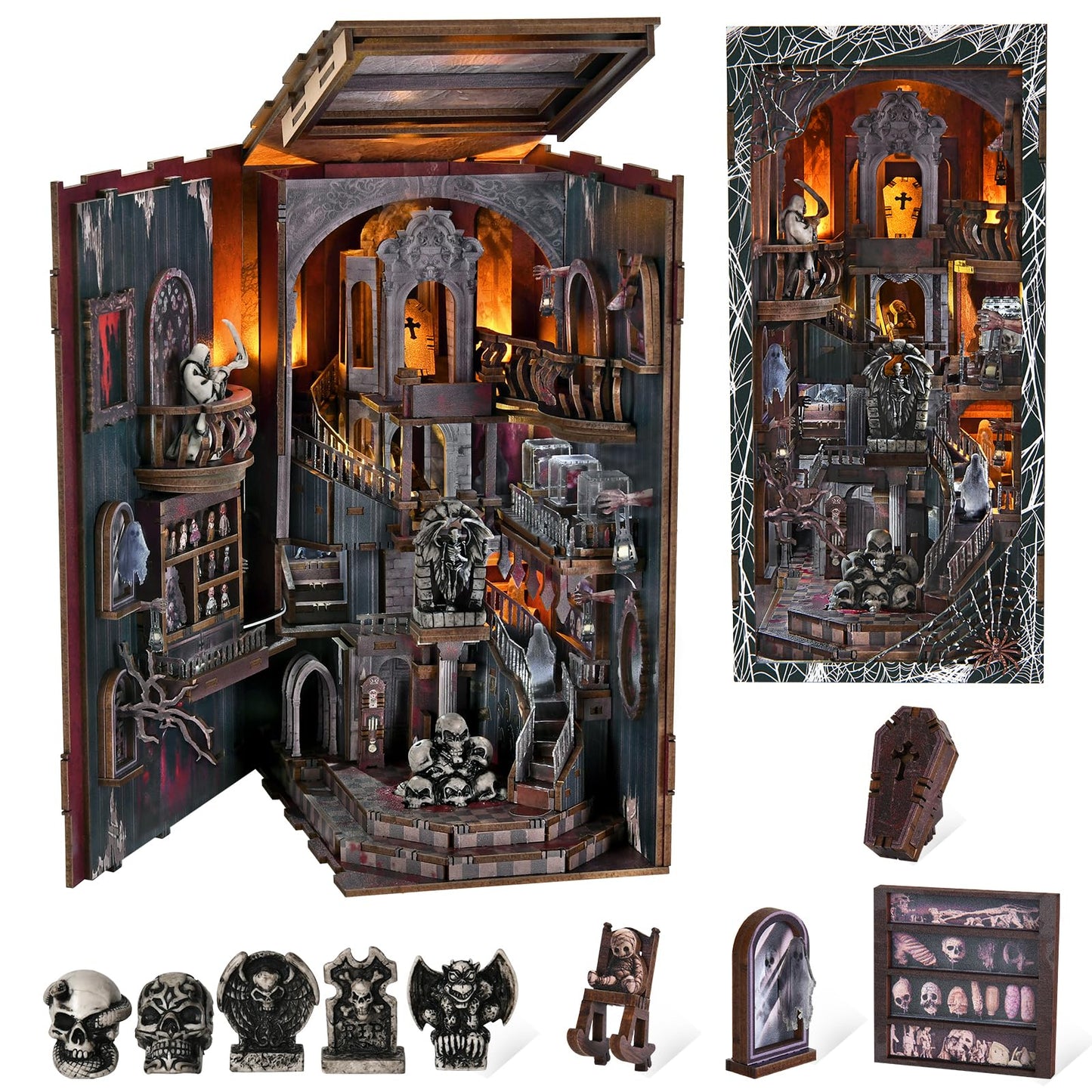 MiniCity Book Nook Kit with LED Light — DIY Haunted Dollhouse Insert