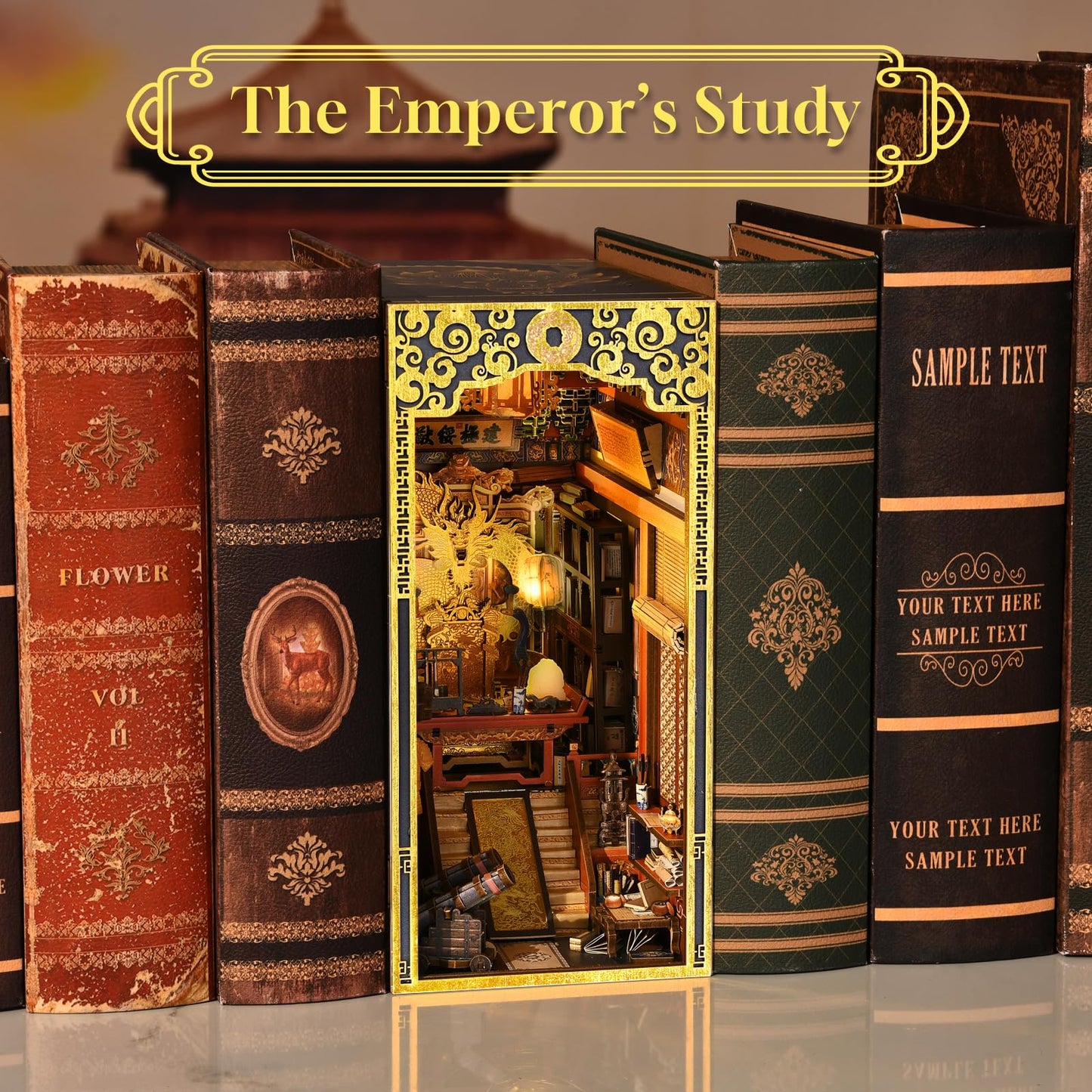 MiniCity DIY Book Nook Kit for Adults – The Emperor's Study with LED Light