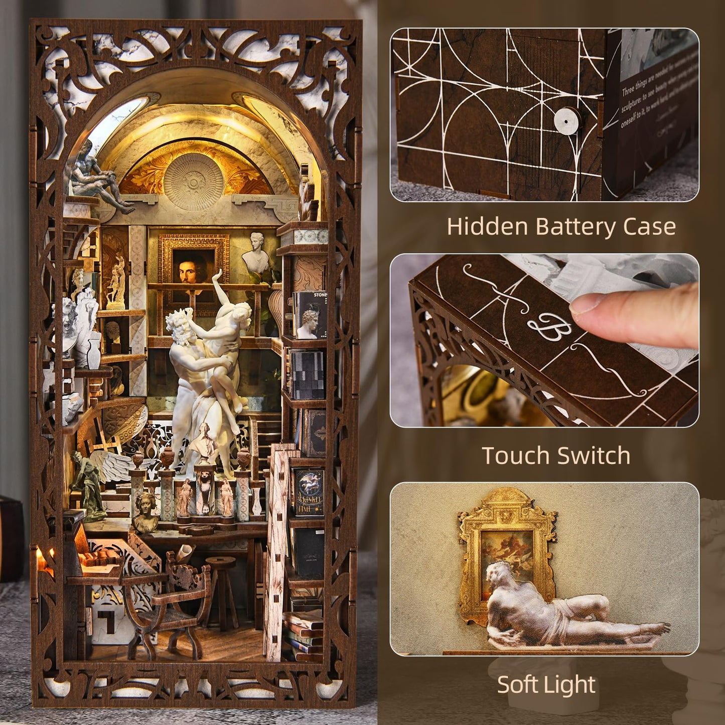 MiniCity DIY Book Nook Kit – Bernini's Workshop with Premium Wood and LEDs