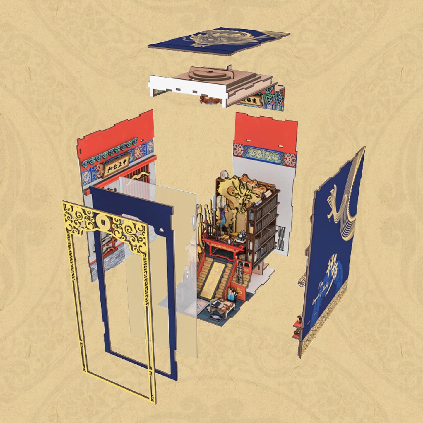 MiniCity DIY Book Nook Kit for Adults – The Emperor's Study with LED Light