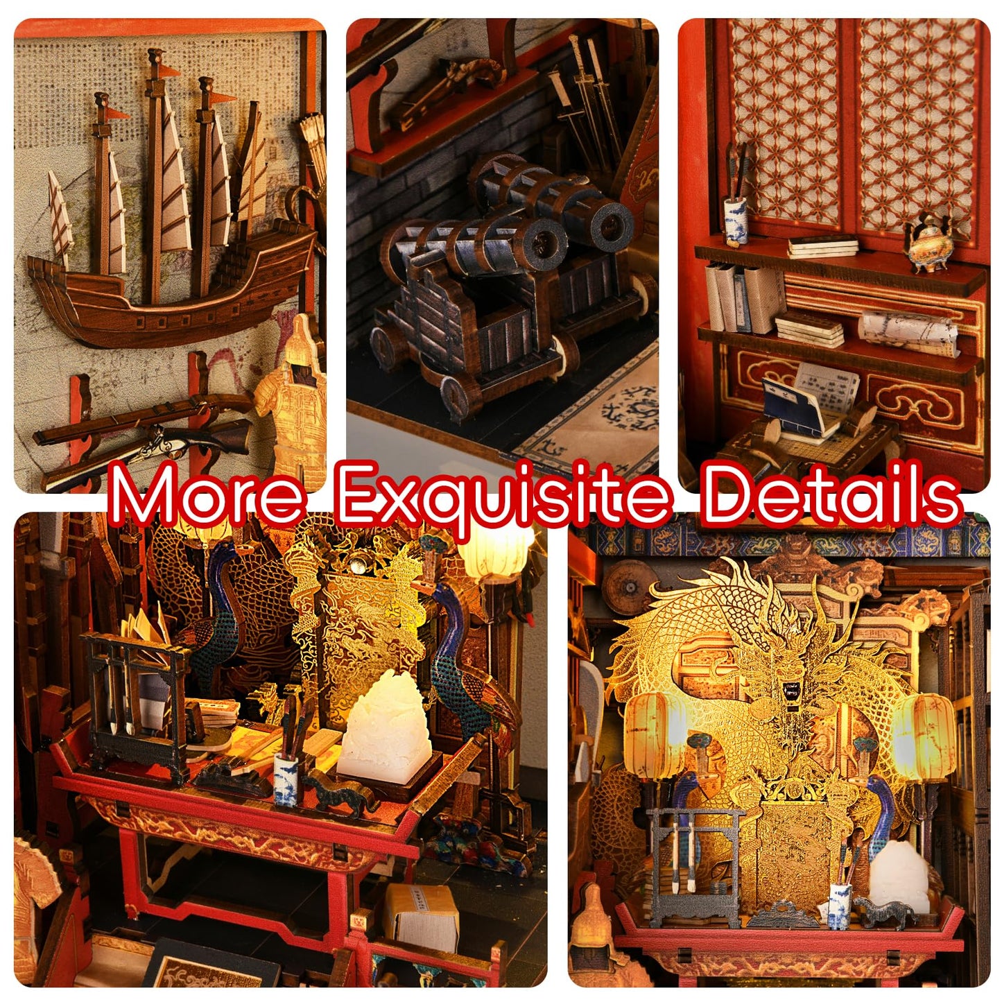MiniCity DIY Book Nook Kit for Adults – The Emperor's Study with LED Light