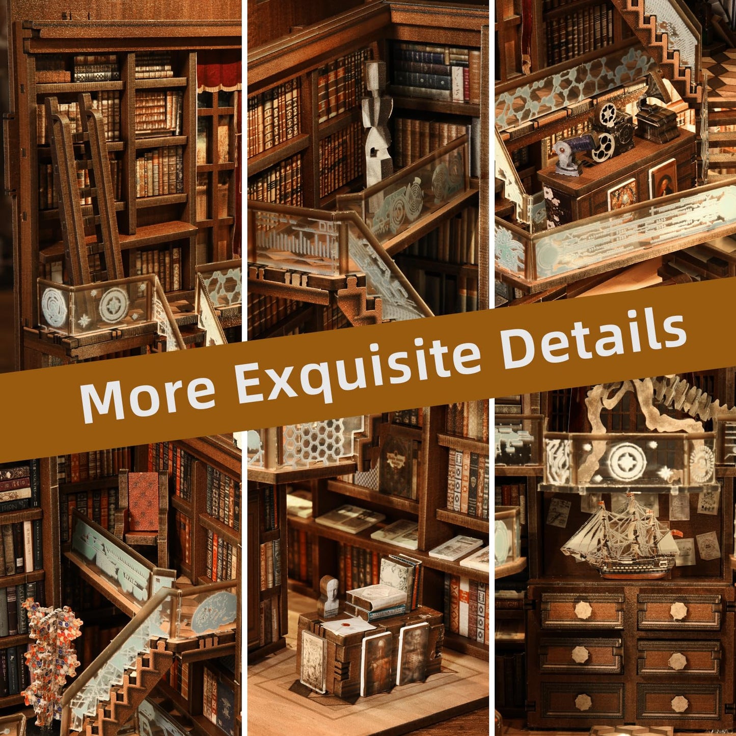 MiniCity Book Nook Kit — DIY 3D Wooden Bookend with LED Light for Teens & Adults