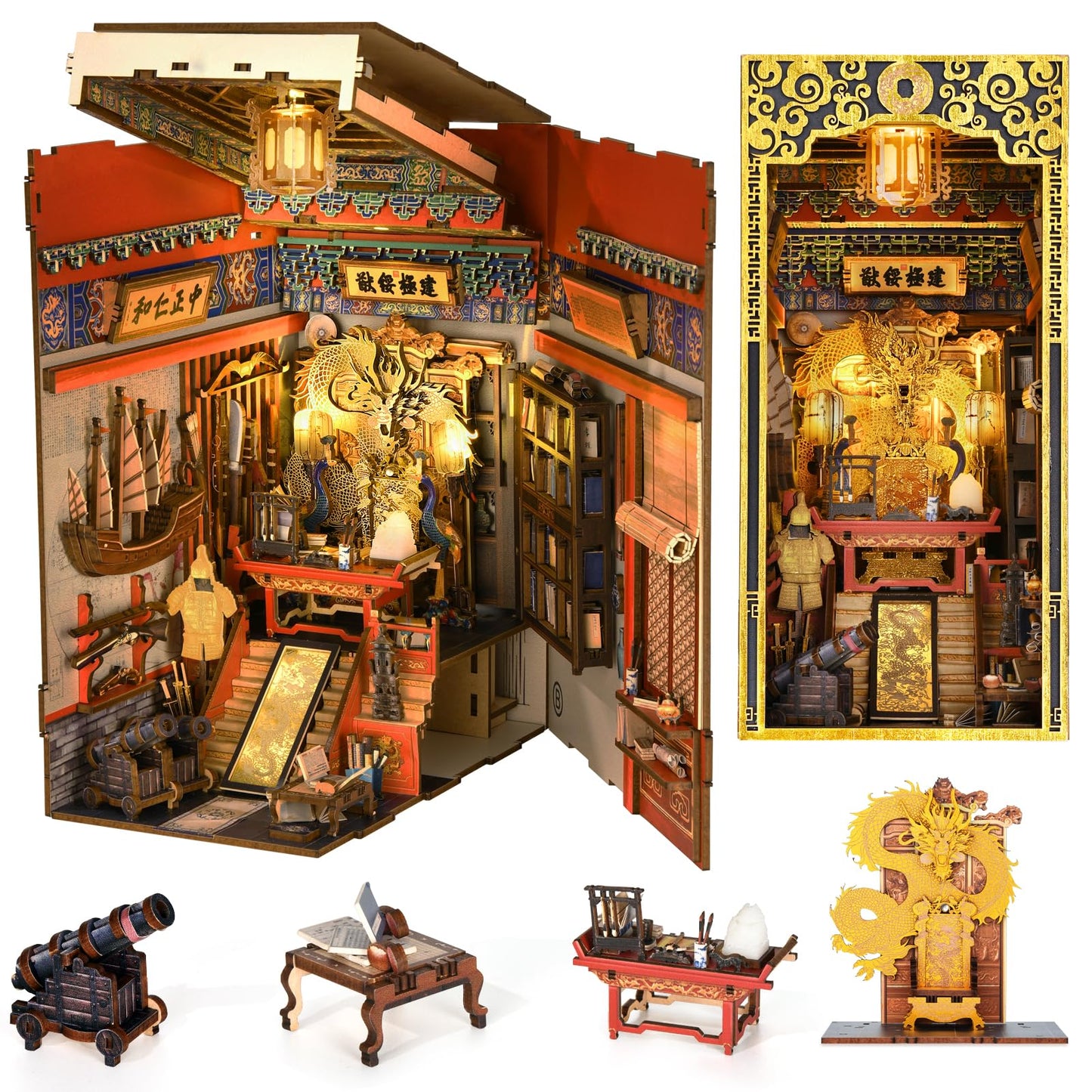 MiniCity DIY Book Nook Kit for Adults – The Emperor's Study with LED Light