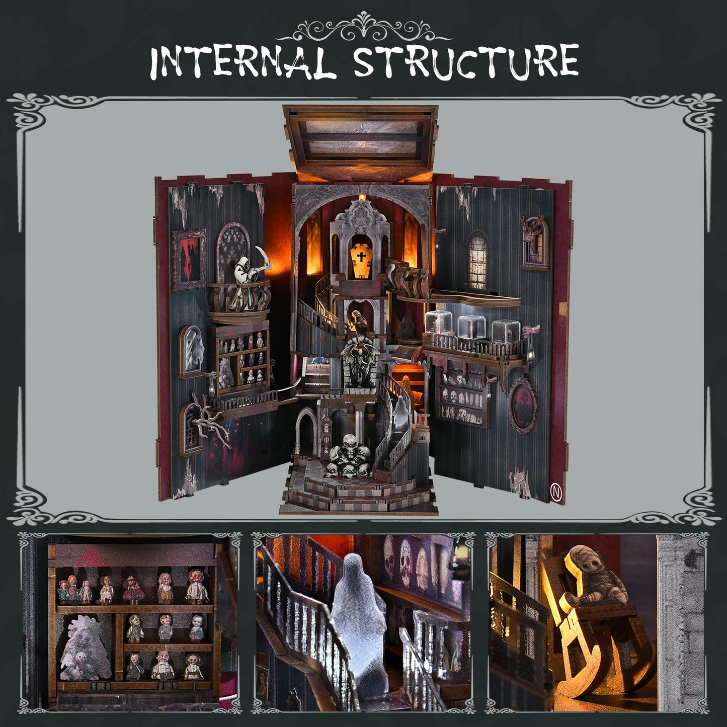 MiniCity Book Nook Kit with LED Light — DIY Haunted Dollhouse Insert
