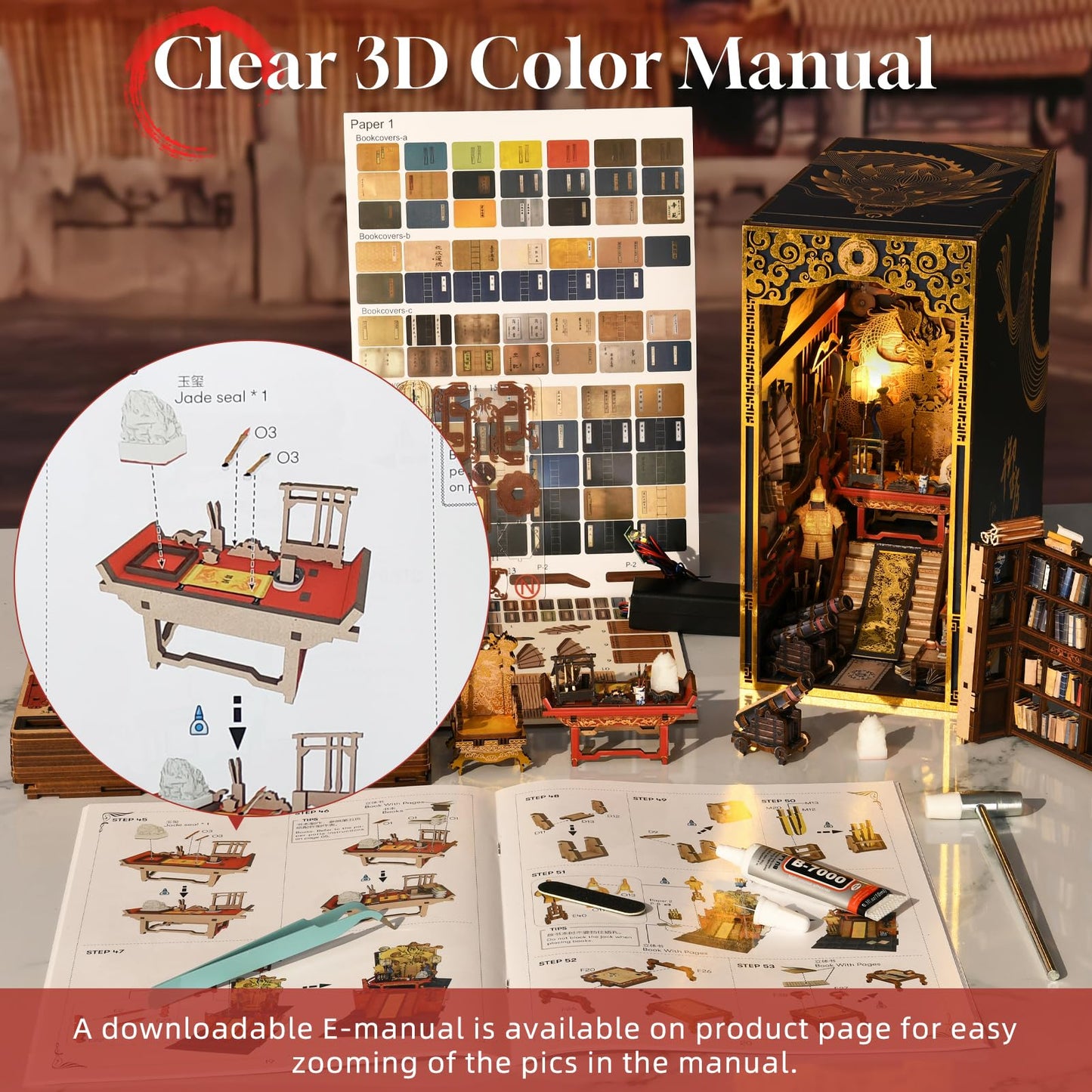 MiniCity DIY Book Nook Kit for Adults – The Emperor's Study with LED Light