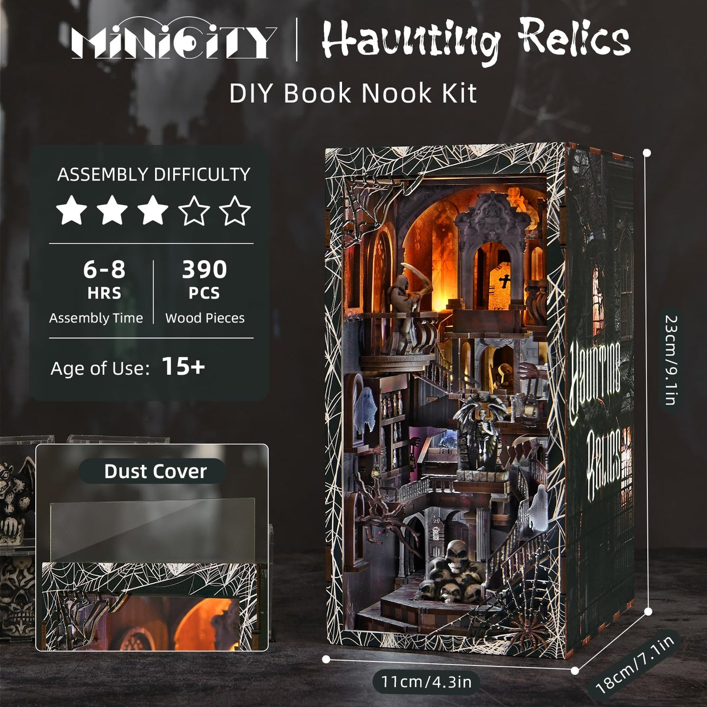 MiniCity Book Nook Kit with LED Light — DIY Haunted Dollhouse Insert