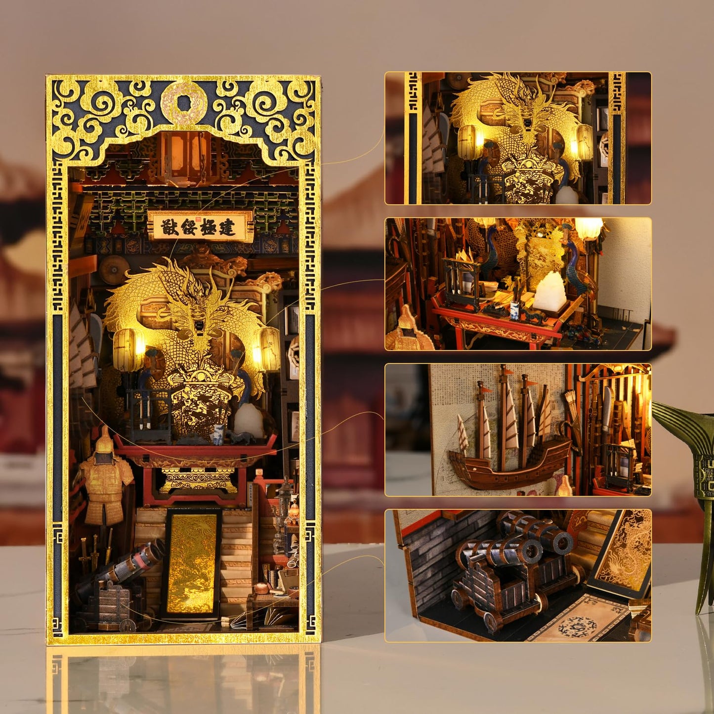 MiniCity DIY Book Nook Kit for Adults – The Emperor's Study with LED Light
