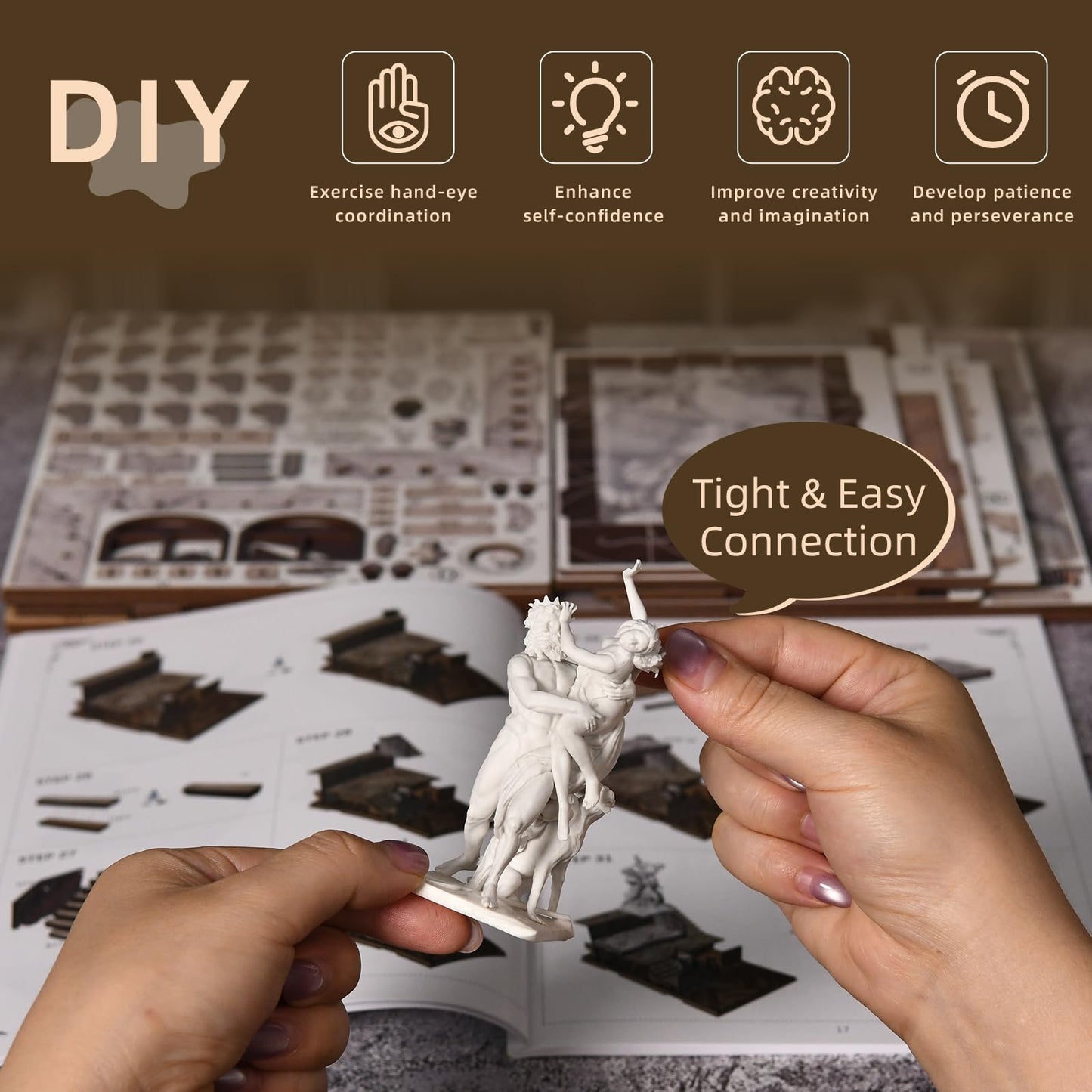 MiniCity DIY Book Nook Kit – Bernini's Workshop with Premium Wood and LEDs