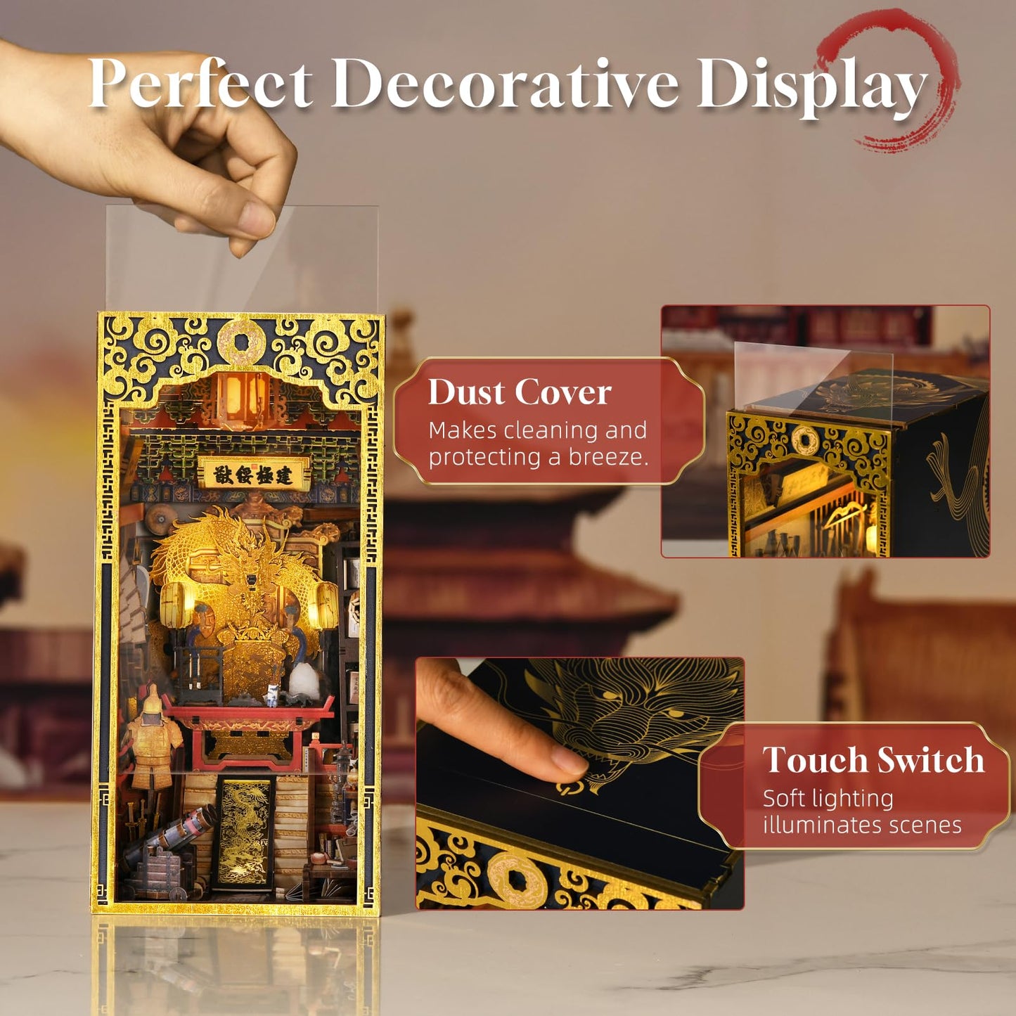 MiniCity DIY Book Nook Kit for Adults – The Emperor's Study with LED Light