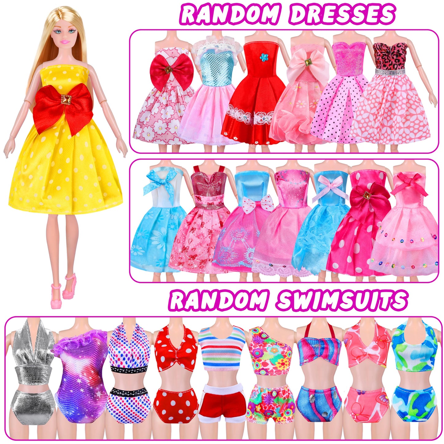 MINIFUN Doll Closet Playset — 342 Pcs of Outfits & Accessories for 11.5-inch Dolls