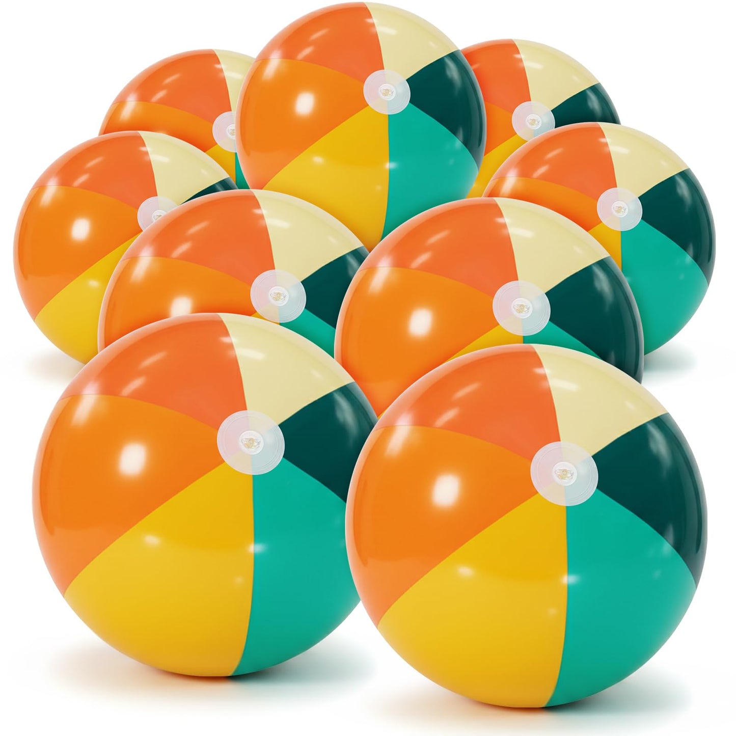 MiniInflat 12-Pcs Orange & Green Inflatable Beach Balls Bulk – Large 16-Inch Boudoir for Pool & Beach Fun