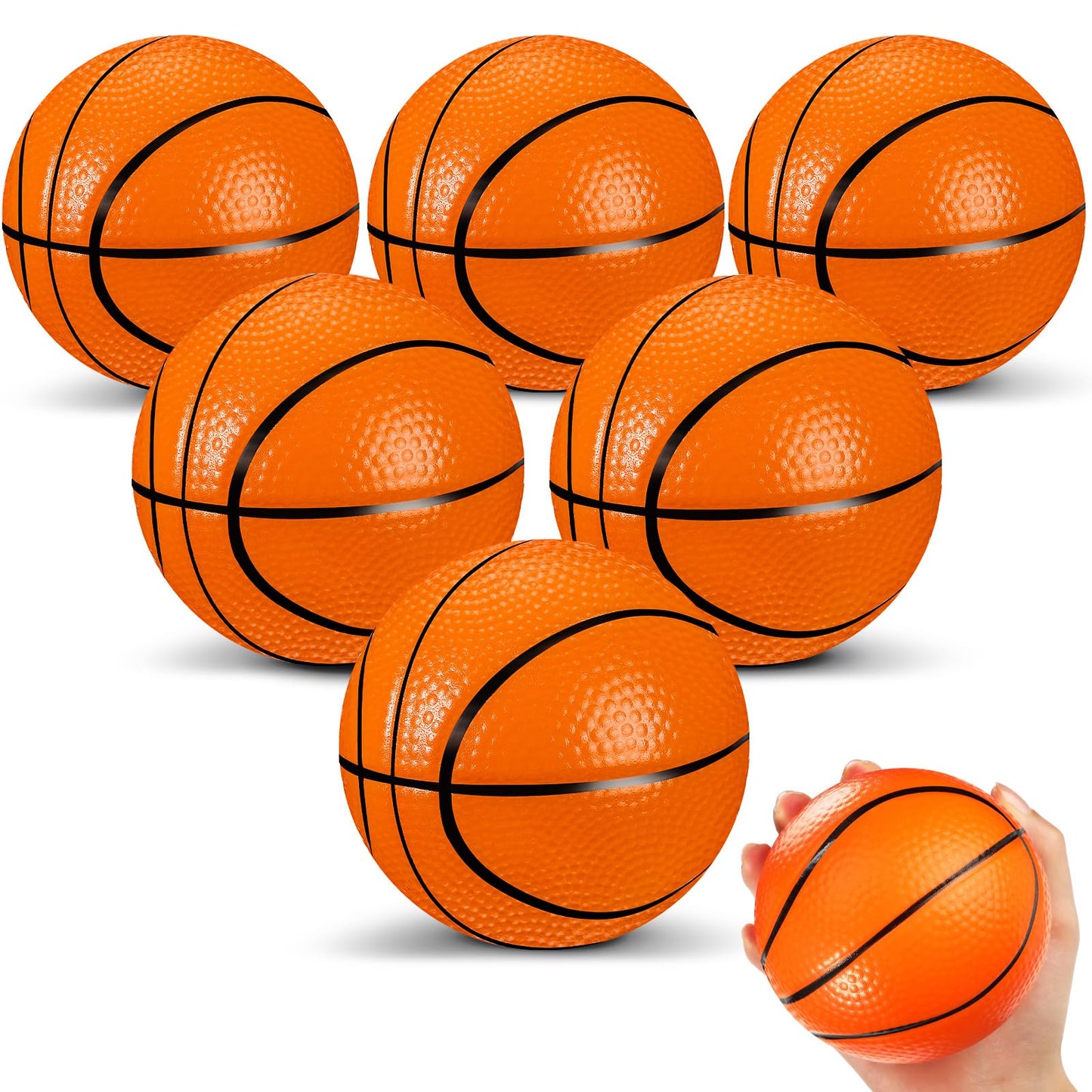 MiniInflat 6 Pcs 4'' Foam Basketballs – Quiet, Soft, No-Pump Indoor/Outdoor Fun