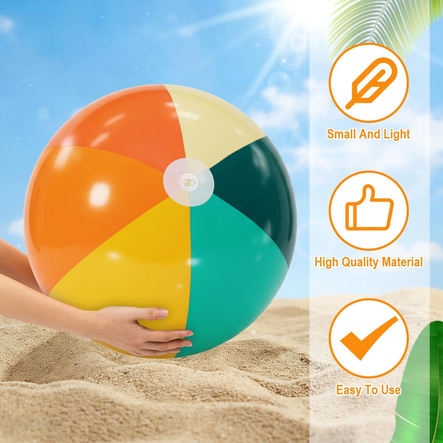 MiniInflat 12-Pcs Orange & Green Inflatable Beach Balls Bulk – Large 16-Inch Boudoir for Pool & Beach Fun
