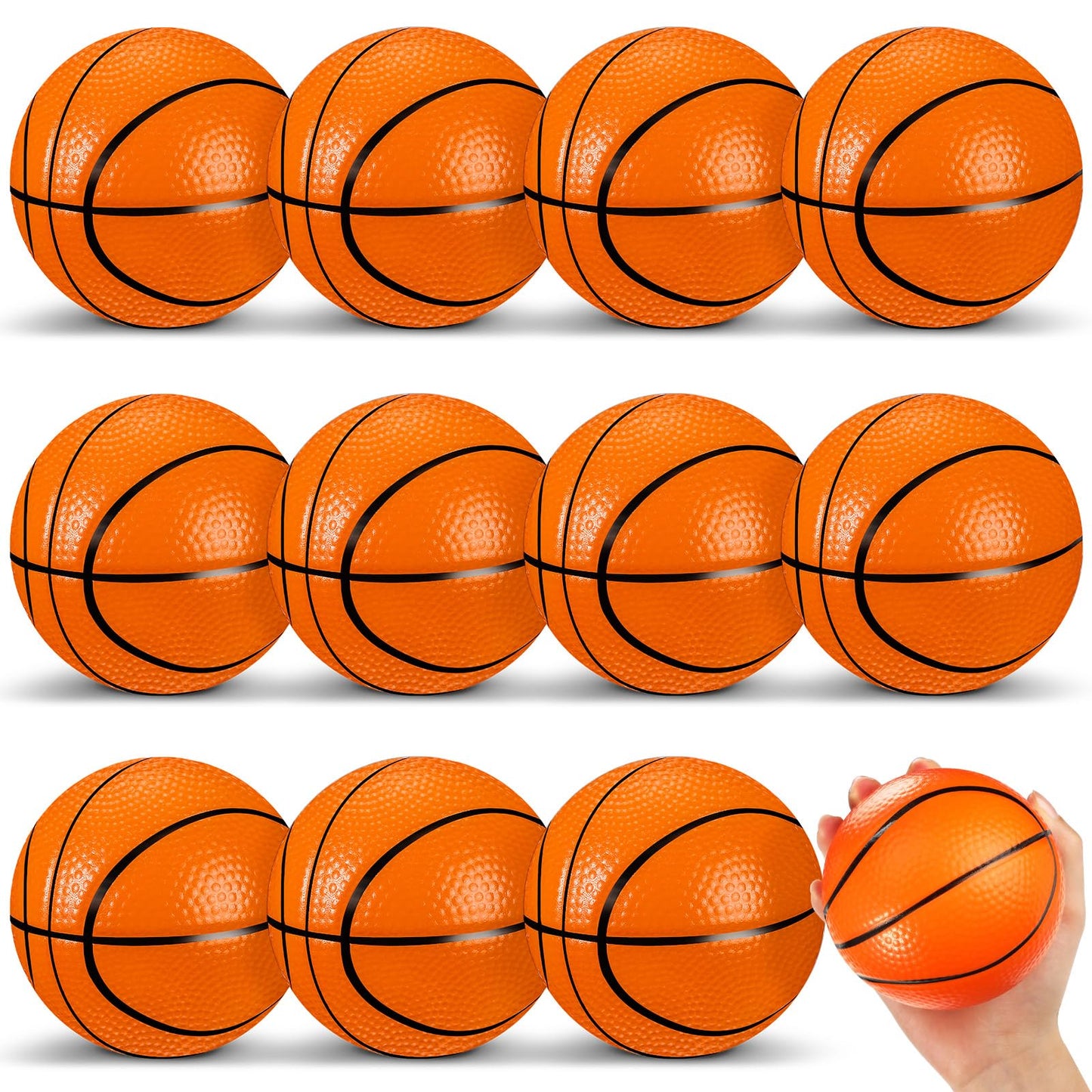 MiniInflat 12-Pack 4'' Foam Basketballs – Soft, Quiet Indoor/Outdoor Toy Balls for Kids & Adults