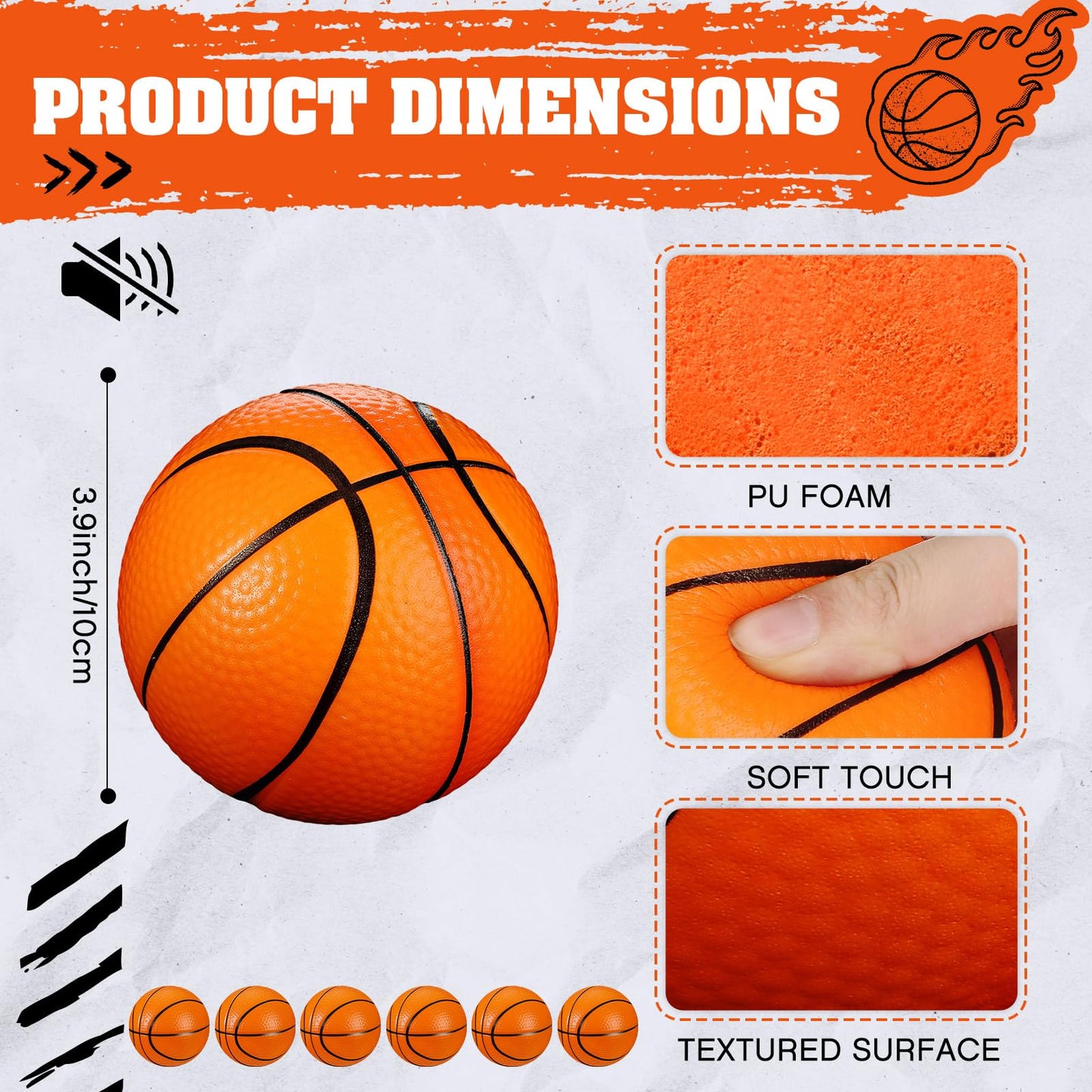 MiniInflat 12-Pack 4'' Foam Basketballs – Soft, Quiet Indoor/Outdoor Toy Balls for Kids & Adults