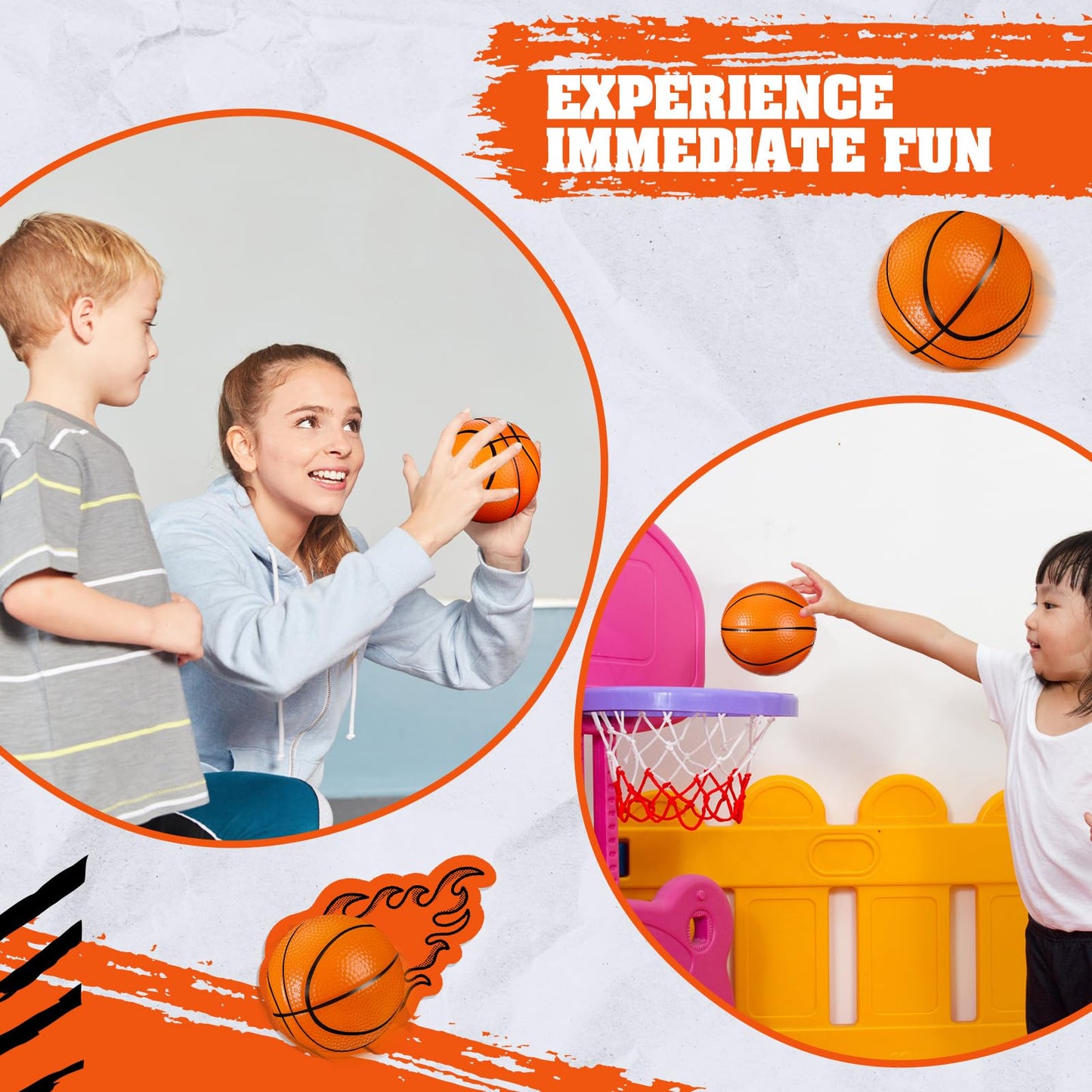 MiniInflat 6 Pcs 4'' Foam Basketballs – Quiet, Soft, No-Pump Indoor/Outdoor Fun
