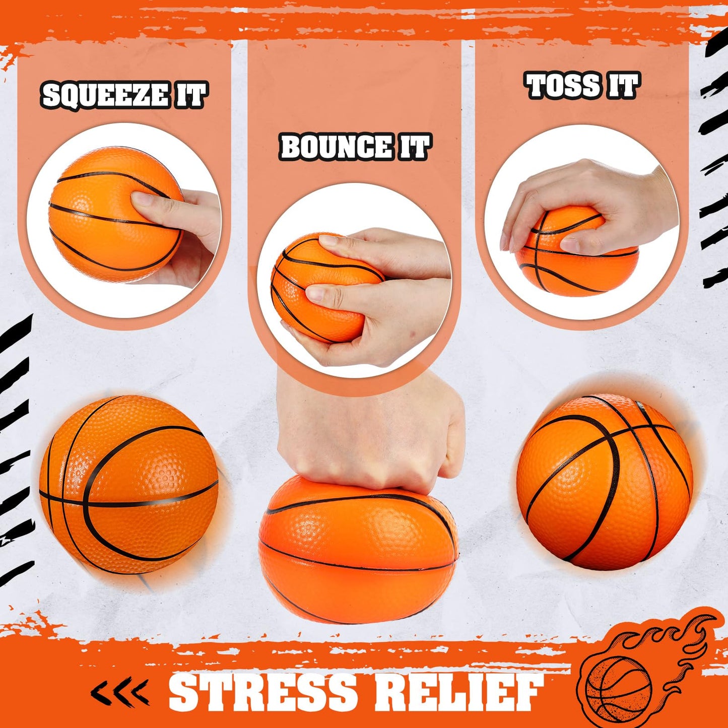 MiniInflat 12-Pack 4'' Foam Basketballs – Soft, Quiet Indoor/Outdoor Toy Balls for Kids & Adults