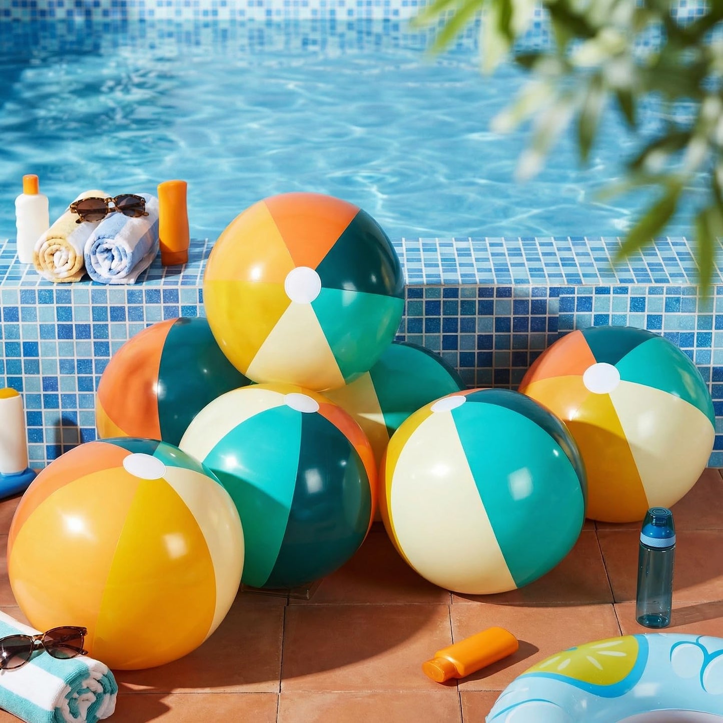 MiniInflat 12-Pcs Orange & Green Inflatable Beach Balls Bulk – Large 16-Inch Boudoir for Pool & Beach Fun