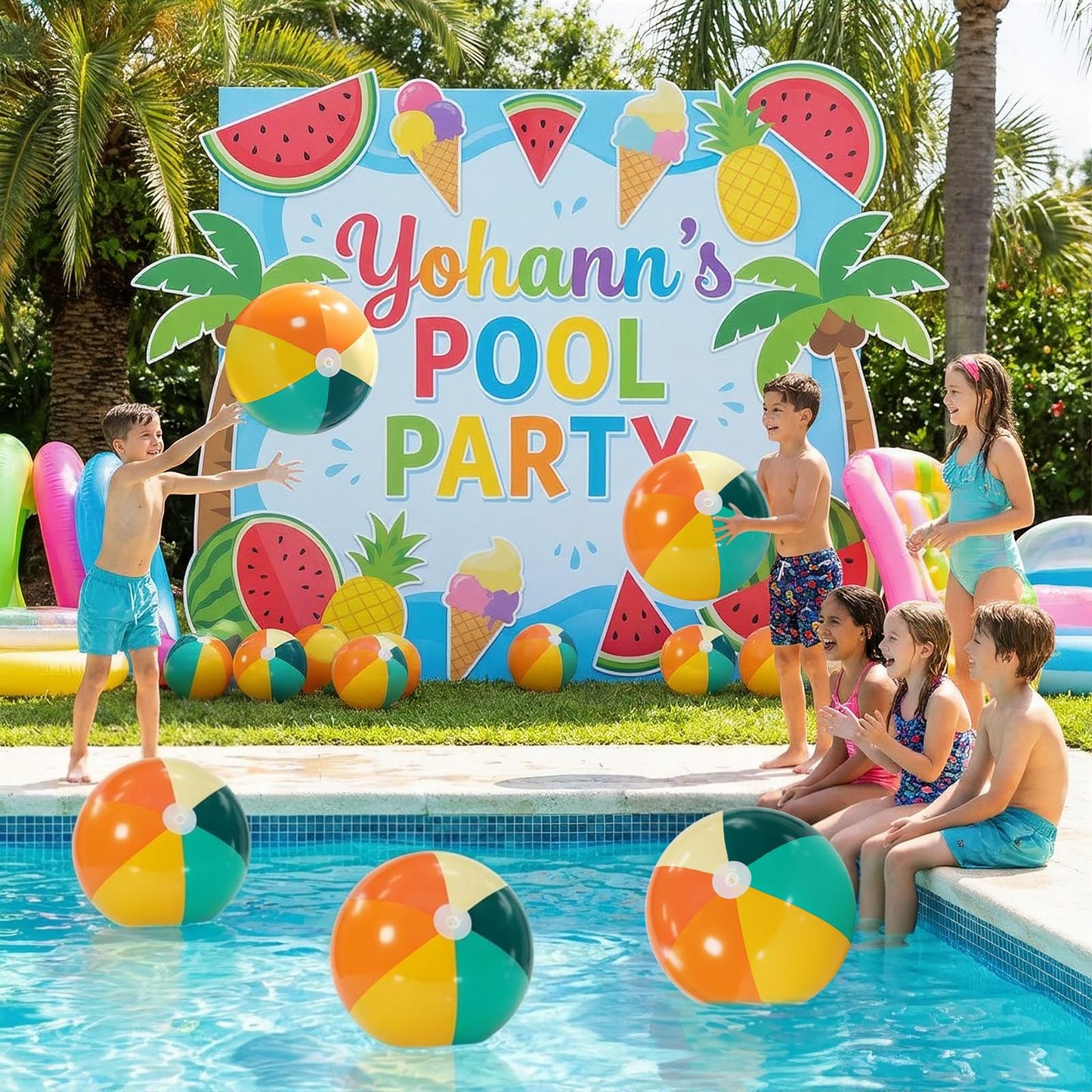 MiniInflat 12-Pcs Orange & Green Inflatable Beach Balls Bulk – Large 16-Inch Boudoir for Pool & Beach Fun