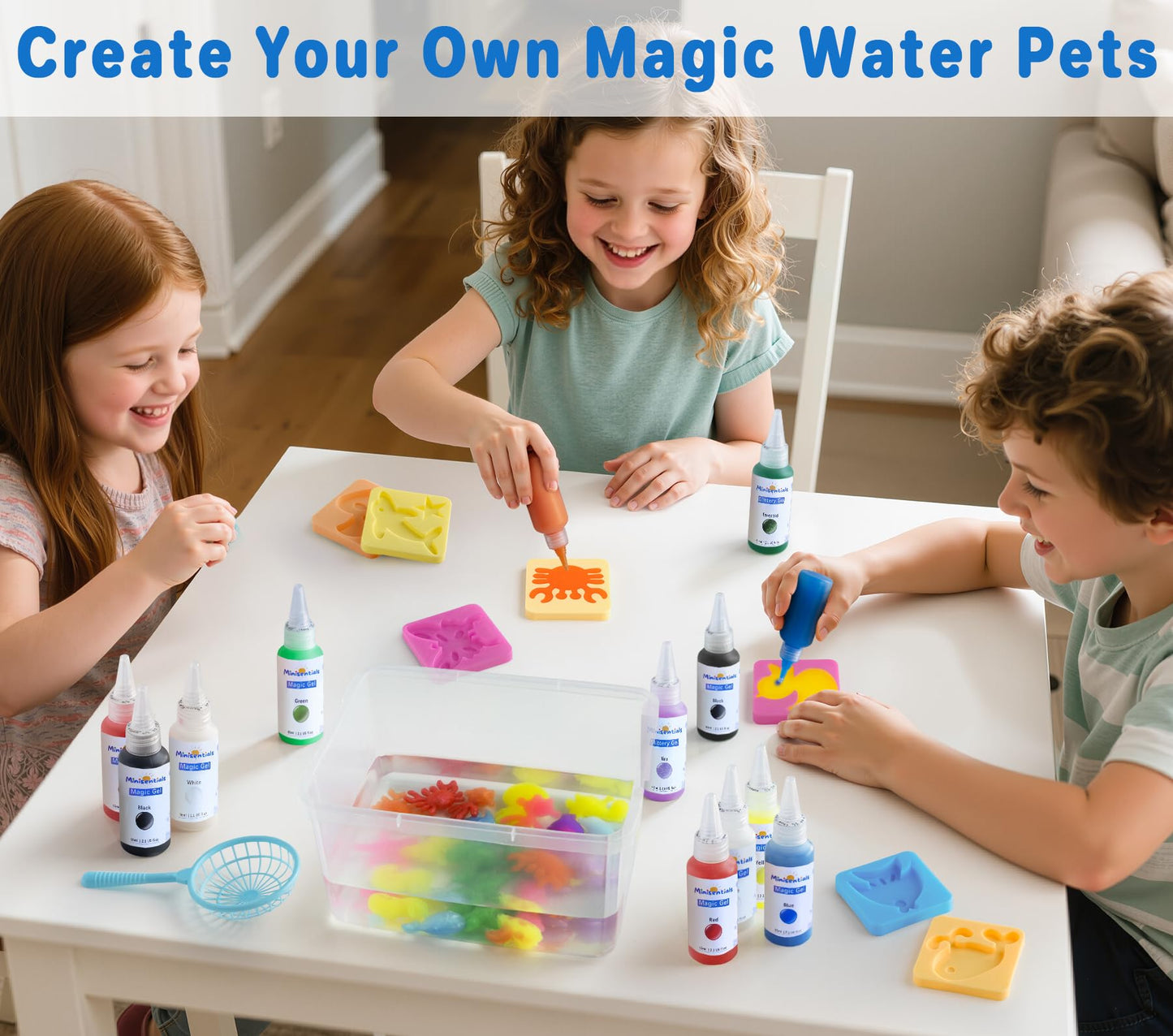 MINISENTIALS Magic Water Elf Toy Kit – DIY Water Pets & Squishy Crafts for Kids