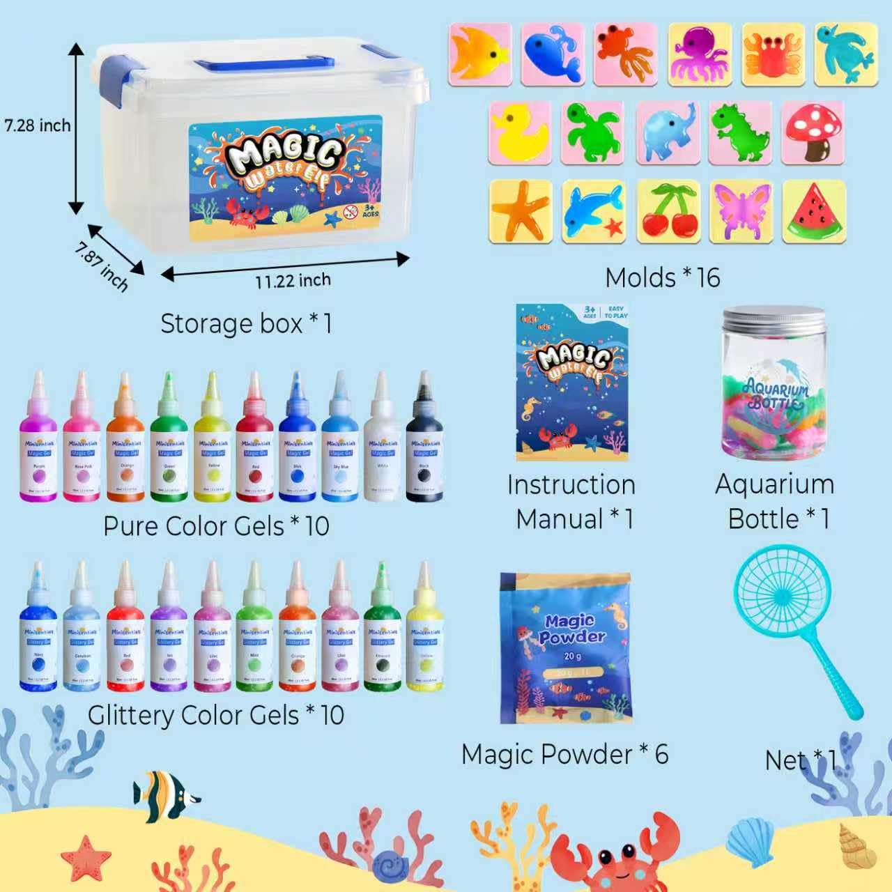 MINISENTIALS Magic Water Elf Toy Kit – DIY Water Pets & Squishy Crafts for Kids