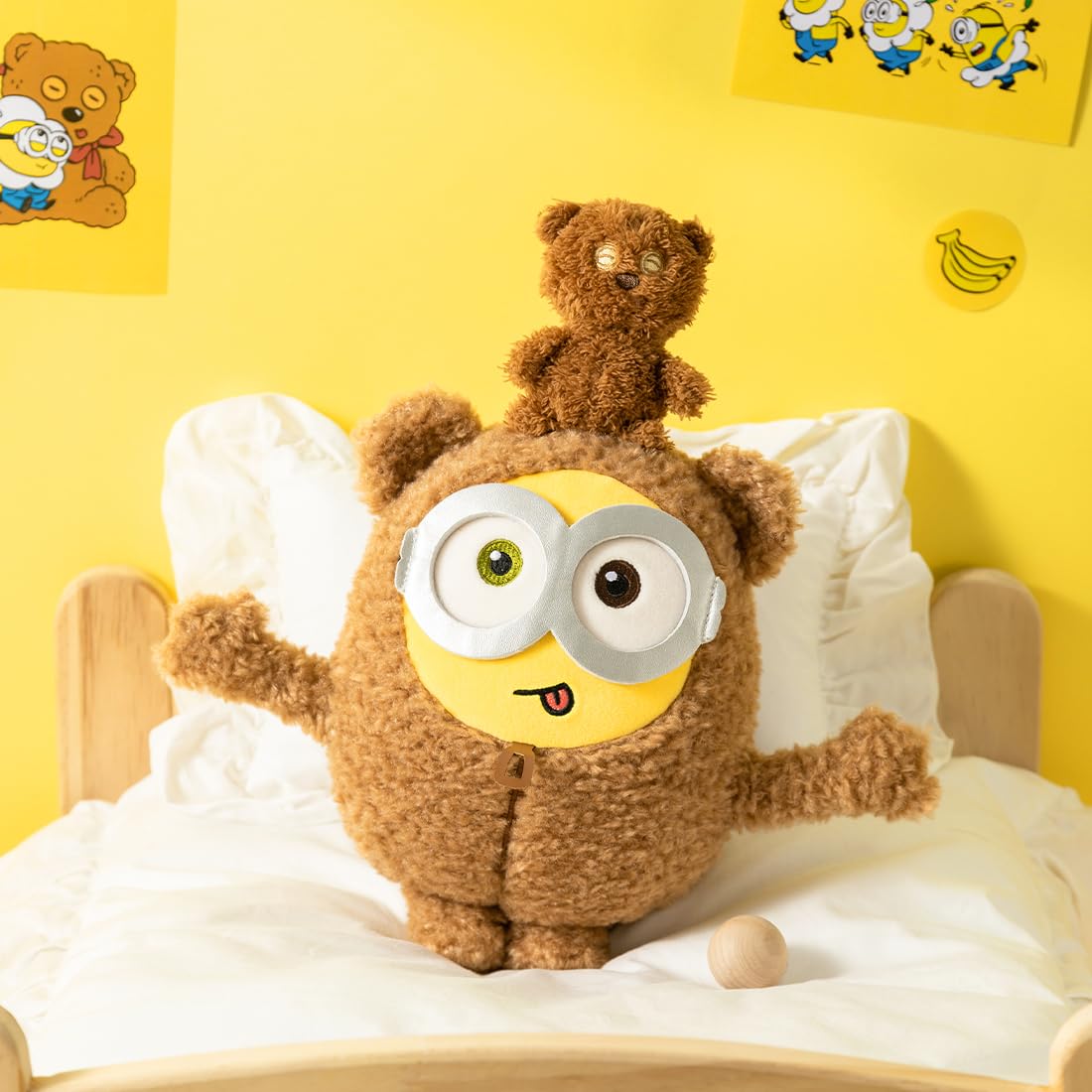 MINISO 11-Inch Bob-Tim Minions Plush – Cute Sleeping Pillow & Cuddly Toy