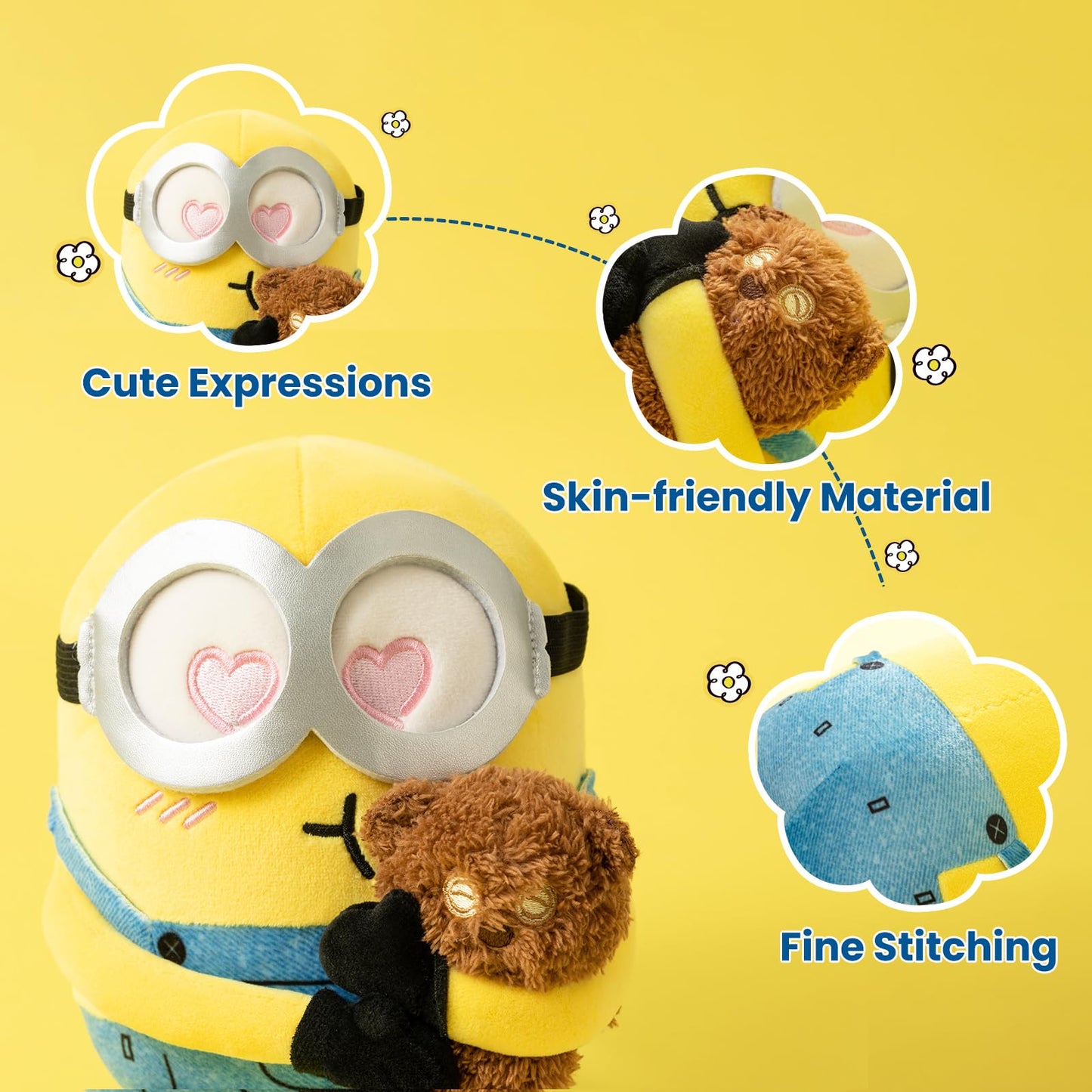 MINISO 8-Inch Minions Plush Toy — Bob & Tim Sleeping Pillow for Kids