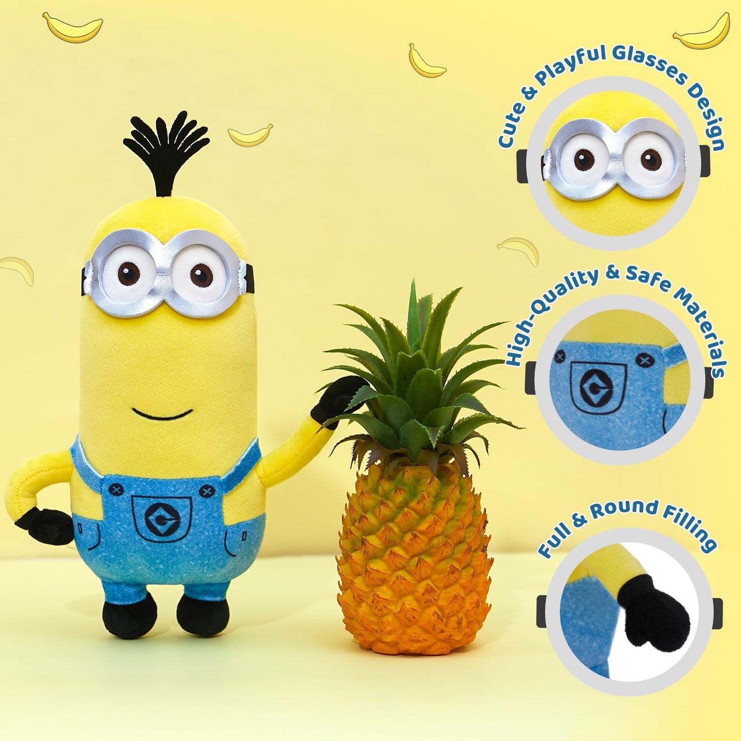 MINISO 10-Inch Kevin Minions Plush Toy – Soft Sleeping Pillow & Cuddly Kids Gift